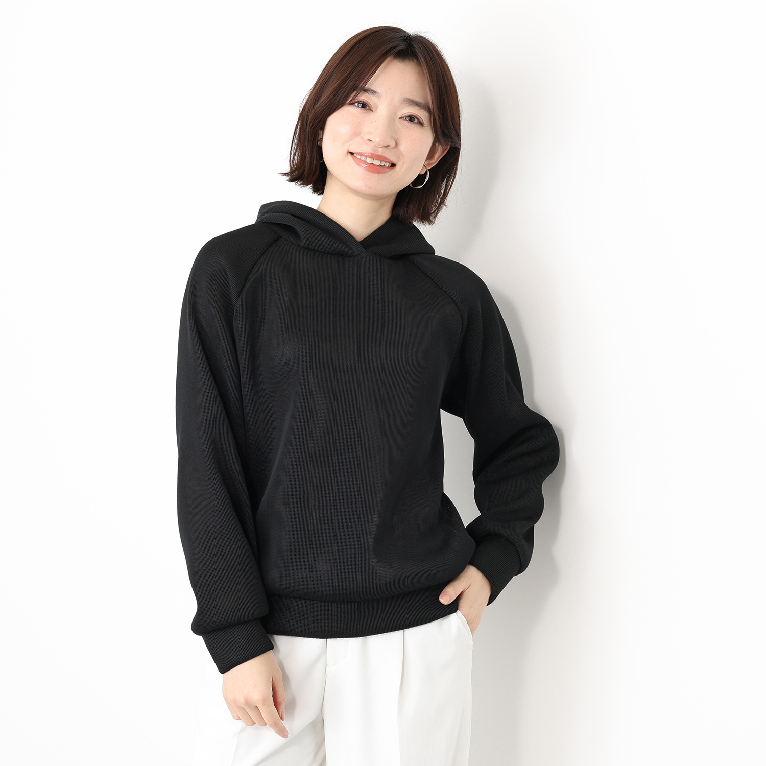 アンリック　オー　ブルー シアーメッシュダンボール ラグランスリーブ 大人パーカー