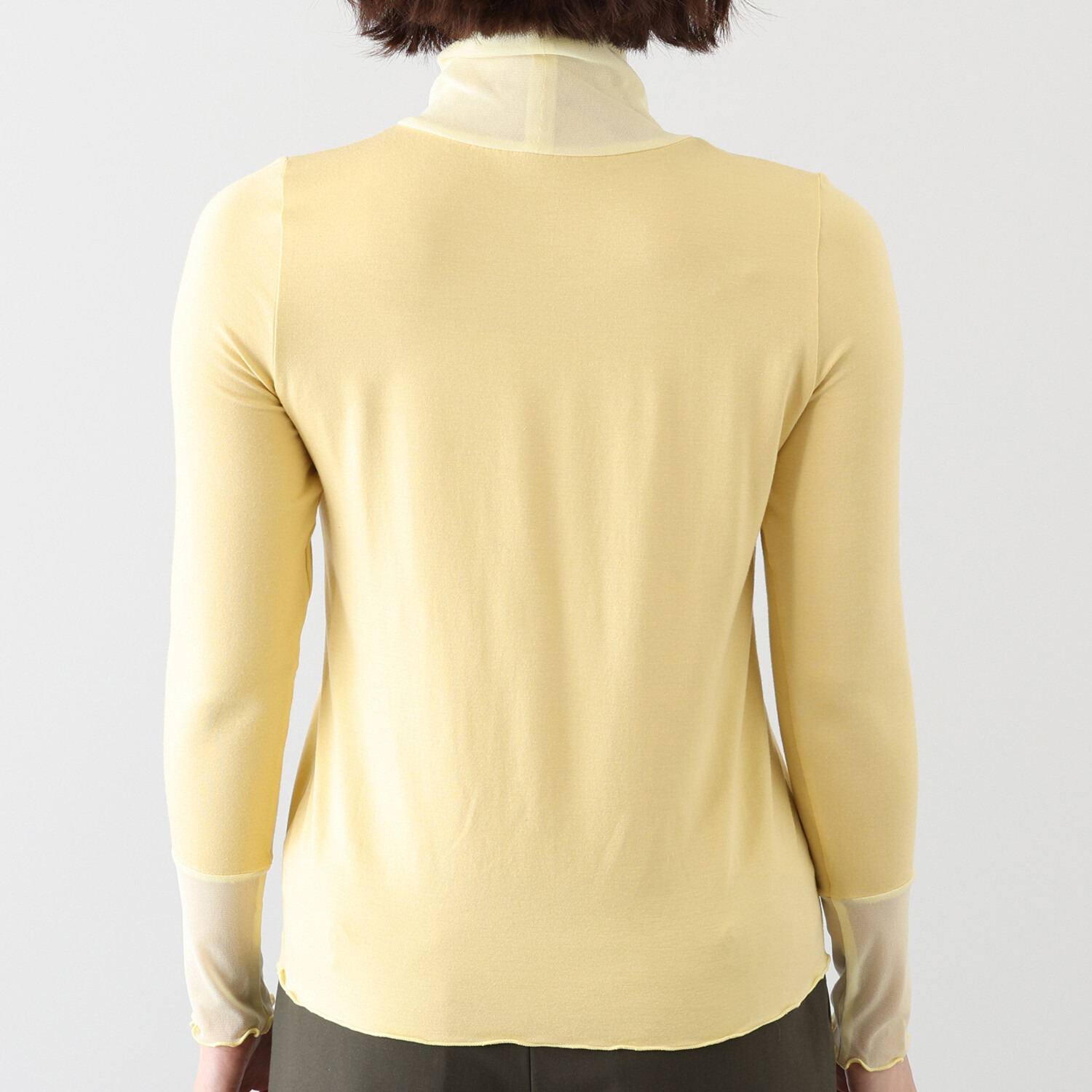 アンリック　オー　ブルー シルキーベア天竺 チュールアクセント ハイネックプルオーバー