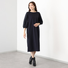アンリック　オー　ブルー ソフトポンチ 異素材切替 袖コンシャスワンピース
