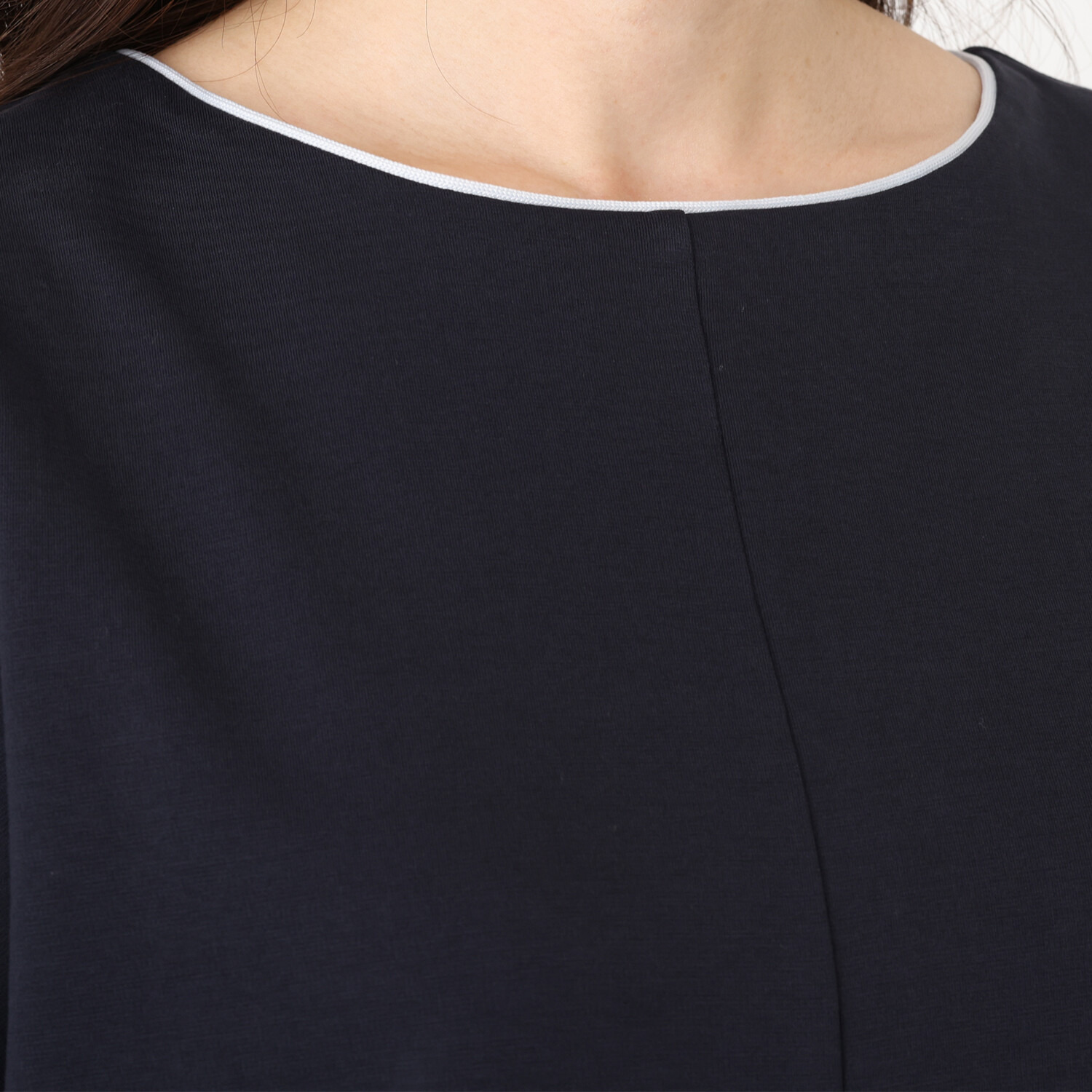 アンリック　オー　ブルー ソフトポンチ 異素材切替 袖コンシャスワンピース