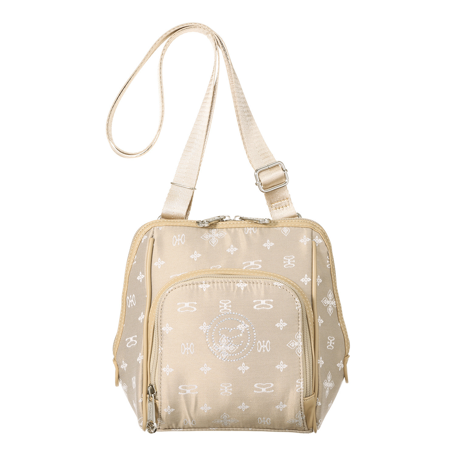 サボイ たっぷり収納！ モノグラムジャガード 軽量ミニショルダーバッグ