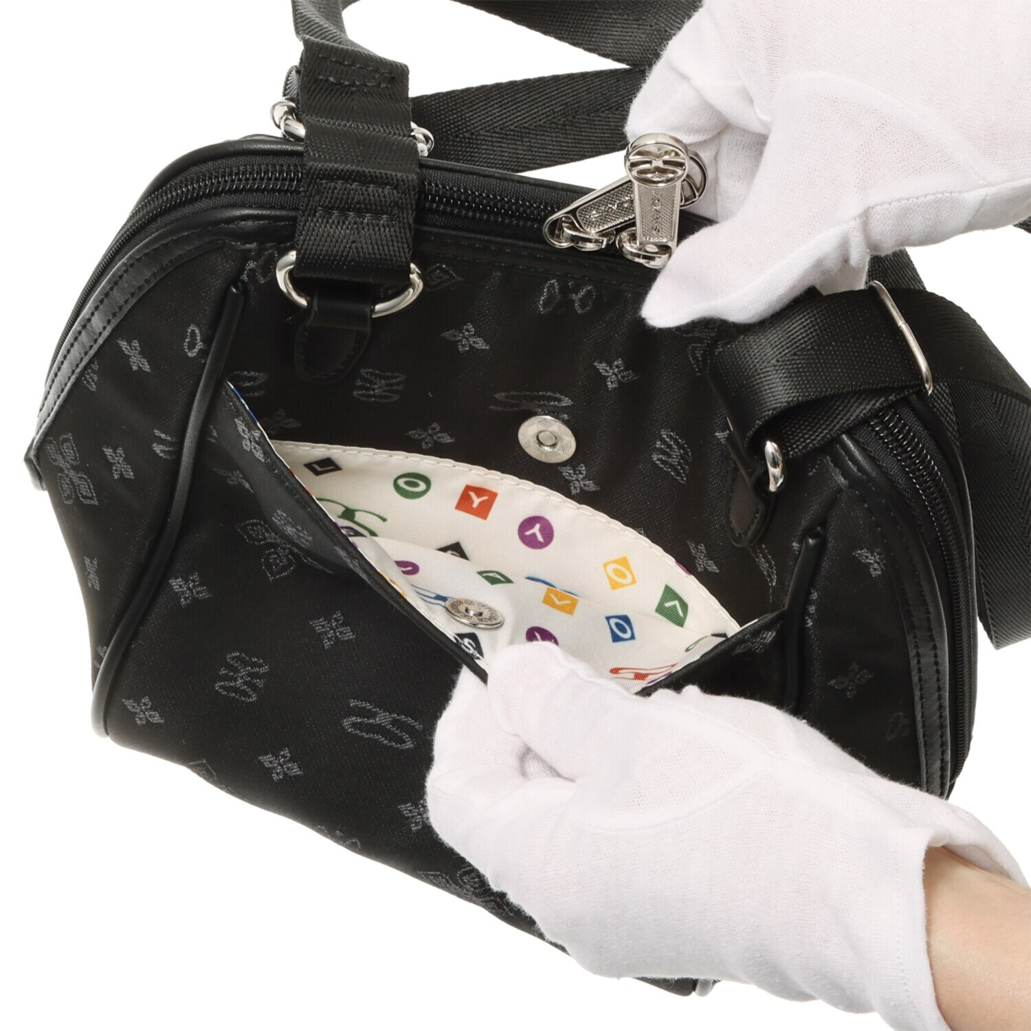 サボイ たっぷり収納！ モノグラムジャガード 軽量ミニショルダーバッグ