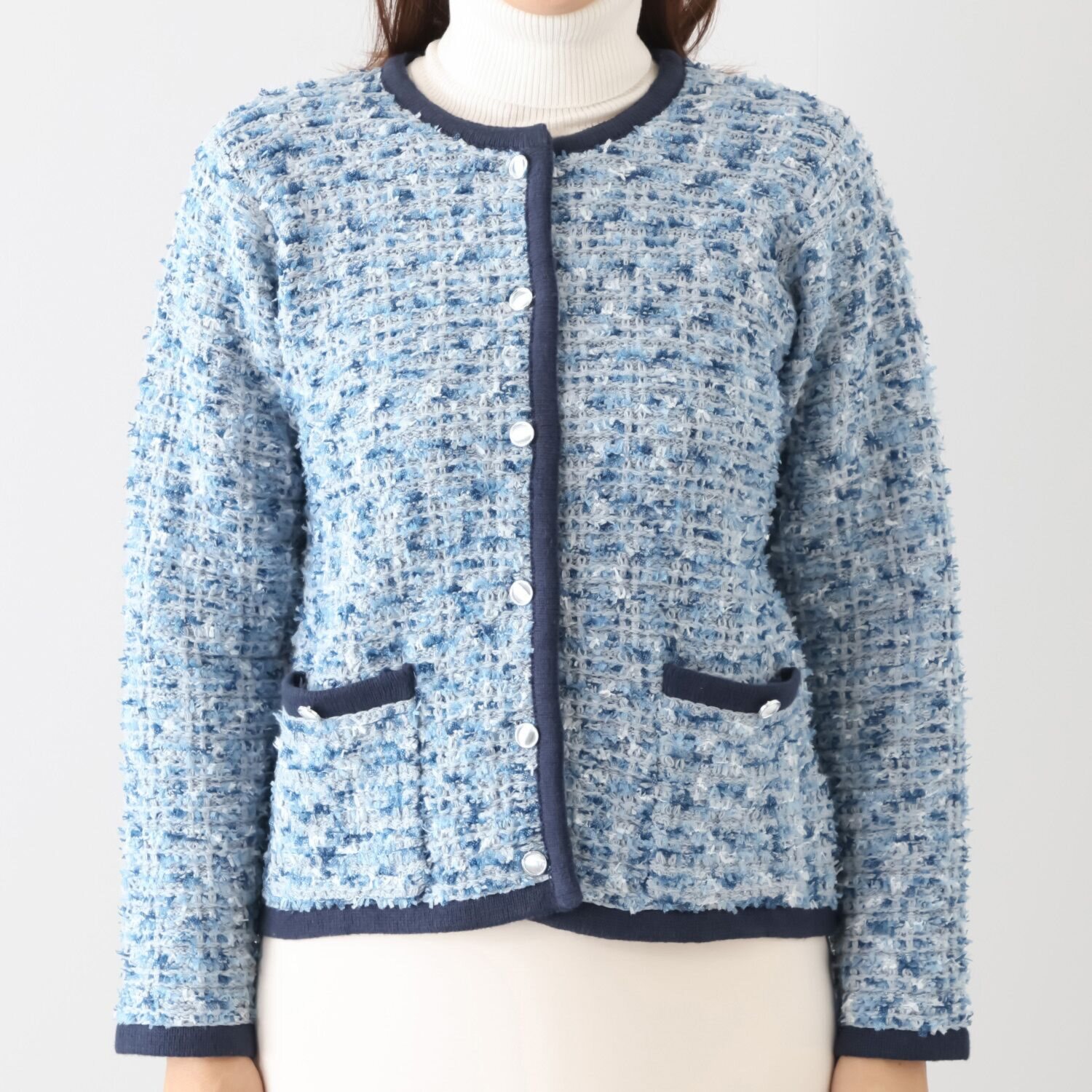 アンブリエ ミックスツイード ニットジャケット