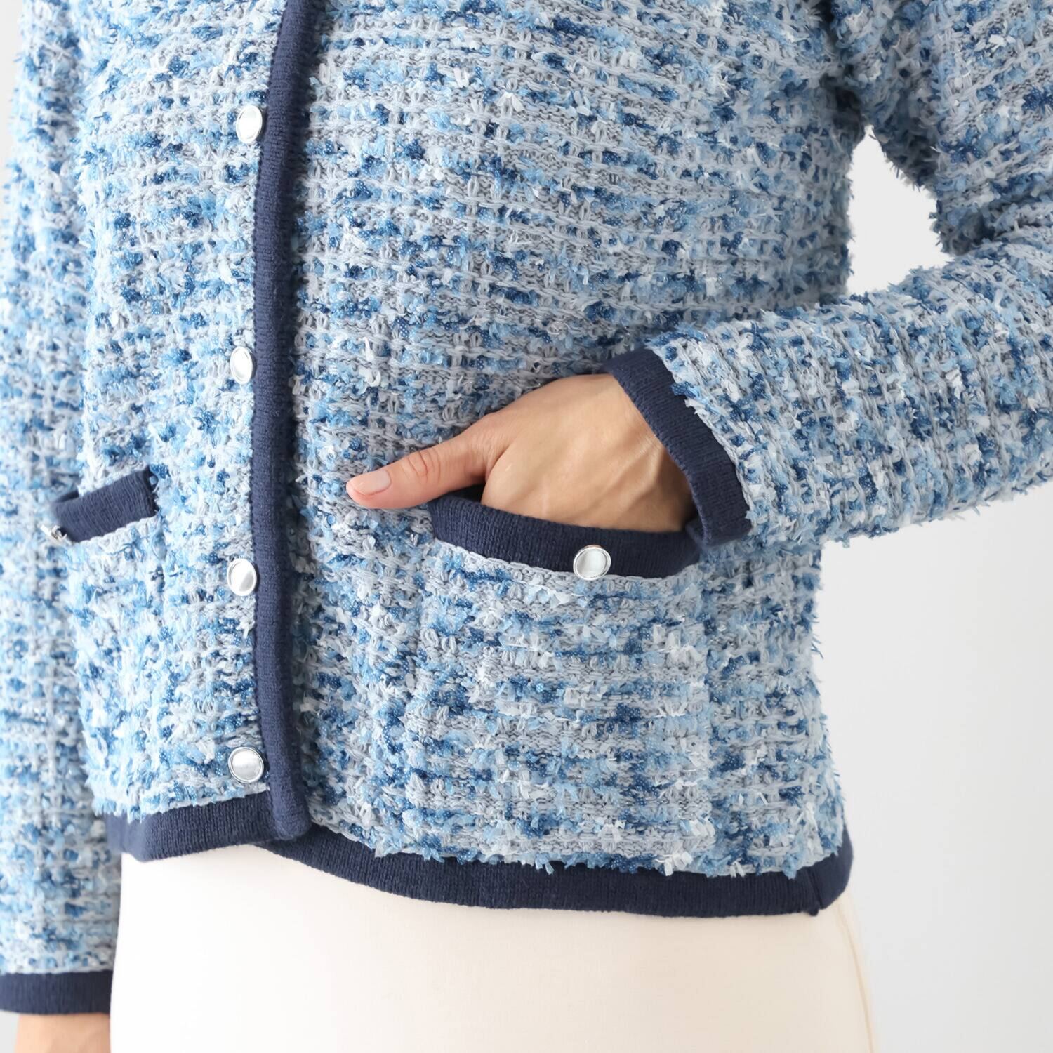 アンブリエ ミックスツイード ニットジャケット