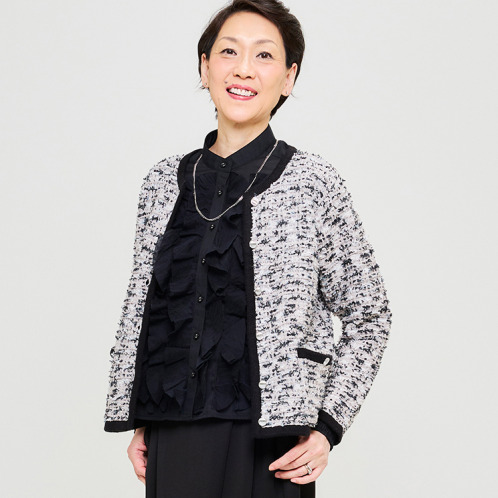 アンブリエ ミックスツイード ニットジャケット