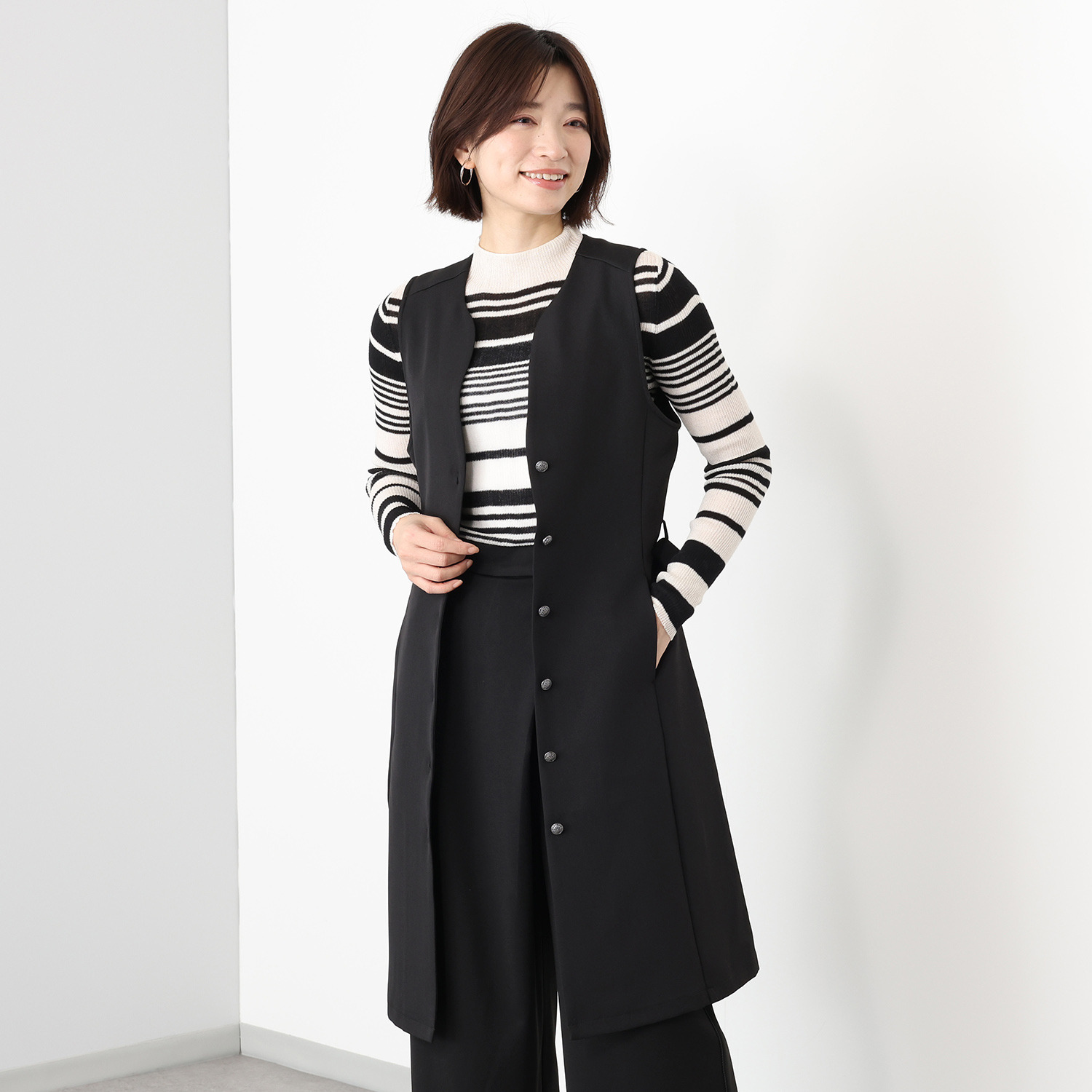 アンブリエ 共布ベルト付 ロングジレ