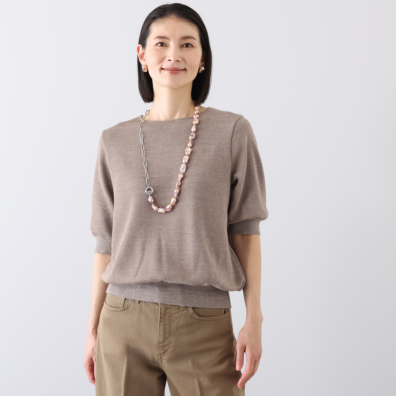 サ・アンノ 日本製 ラメ入り ニットプルオーバー