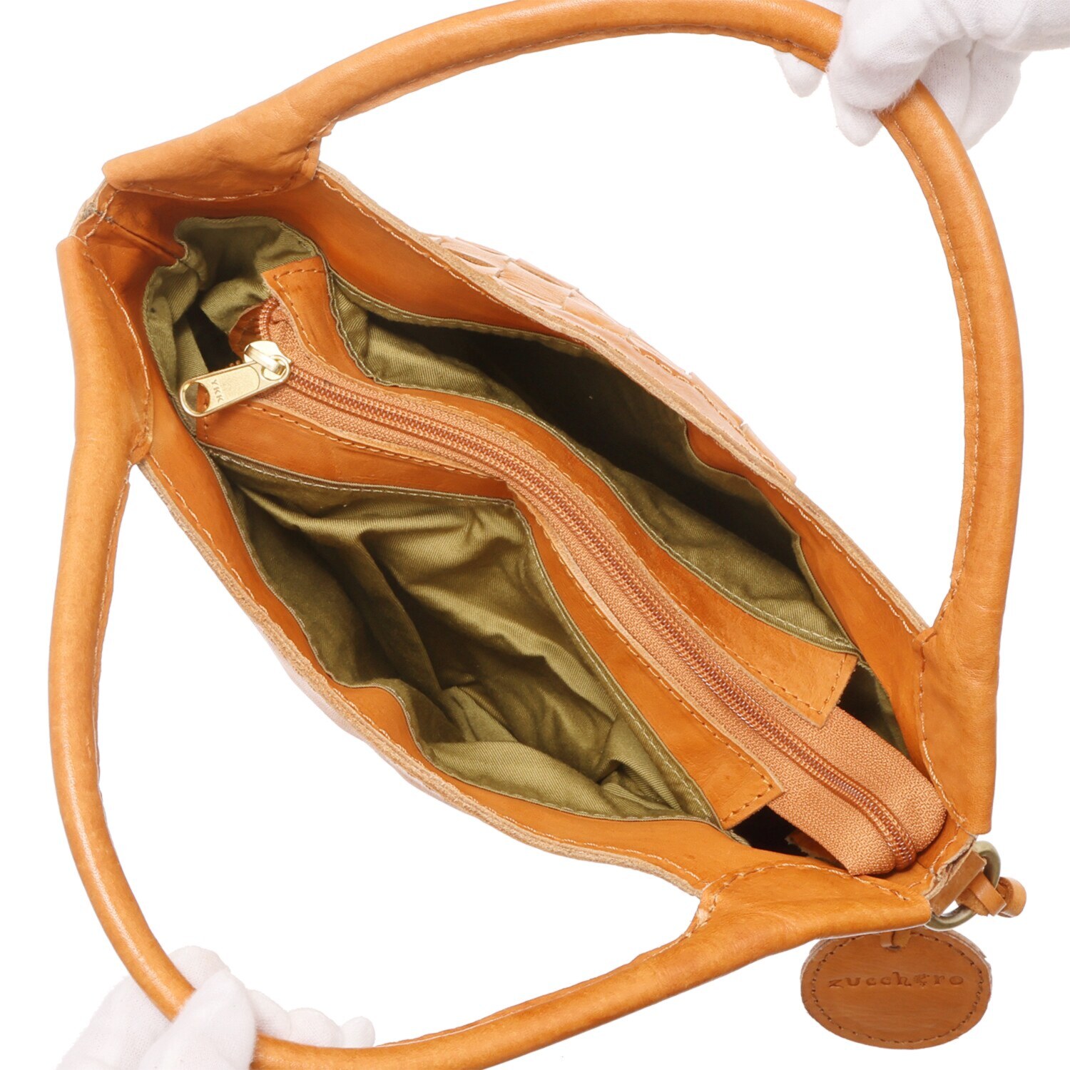 ズッケロ 牛革メッシュ あおり仕様 ２ウェイハンドバッグ