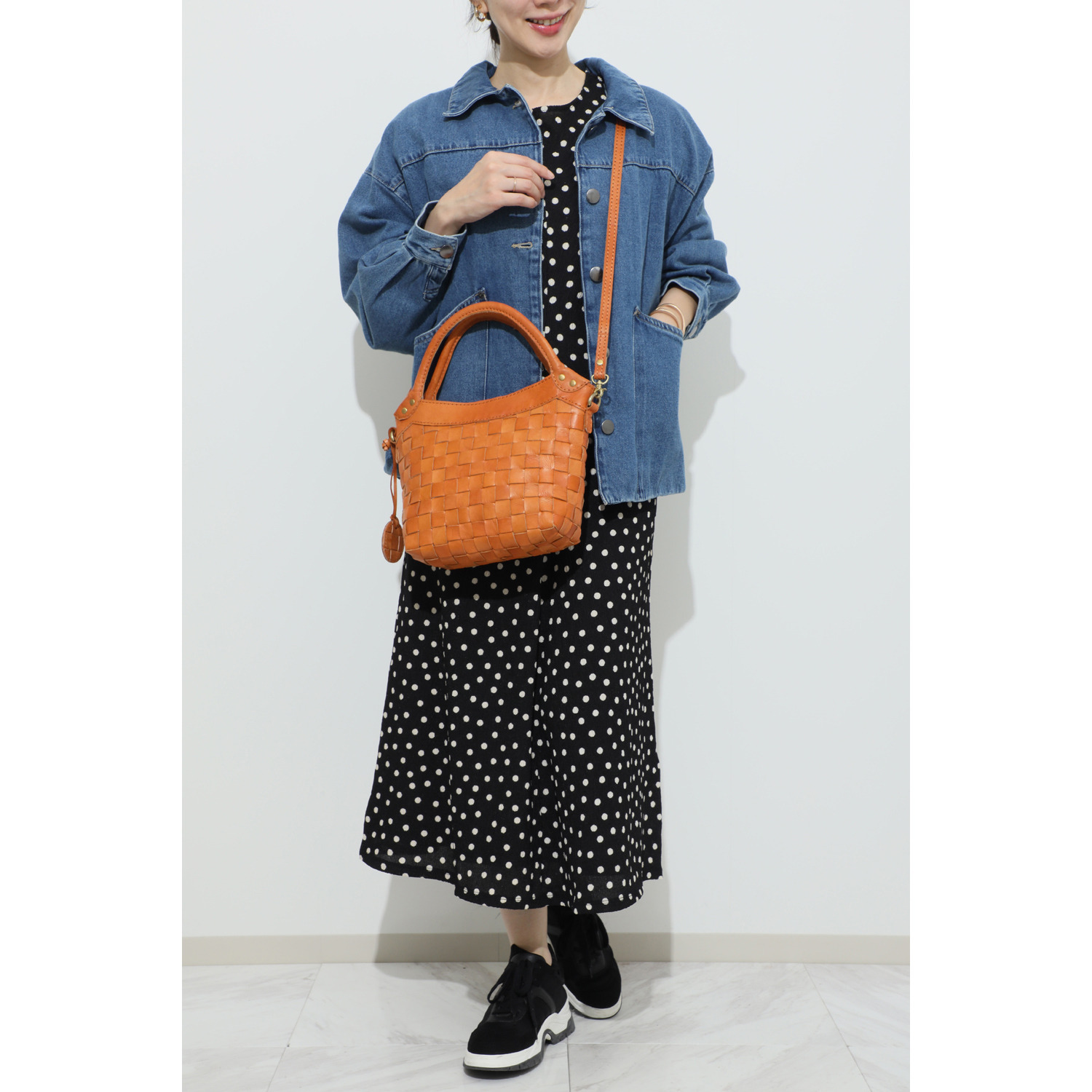 ズッケロ 牛革メッシュ あおり仕様 ２ウェイハンドバッグ