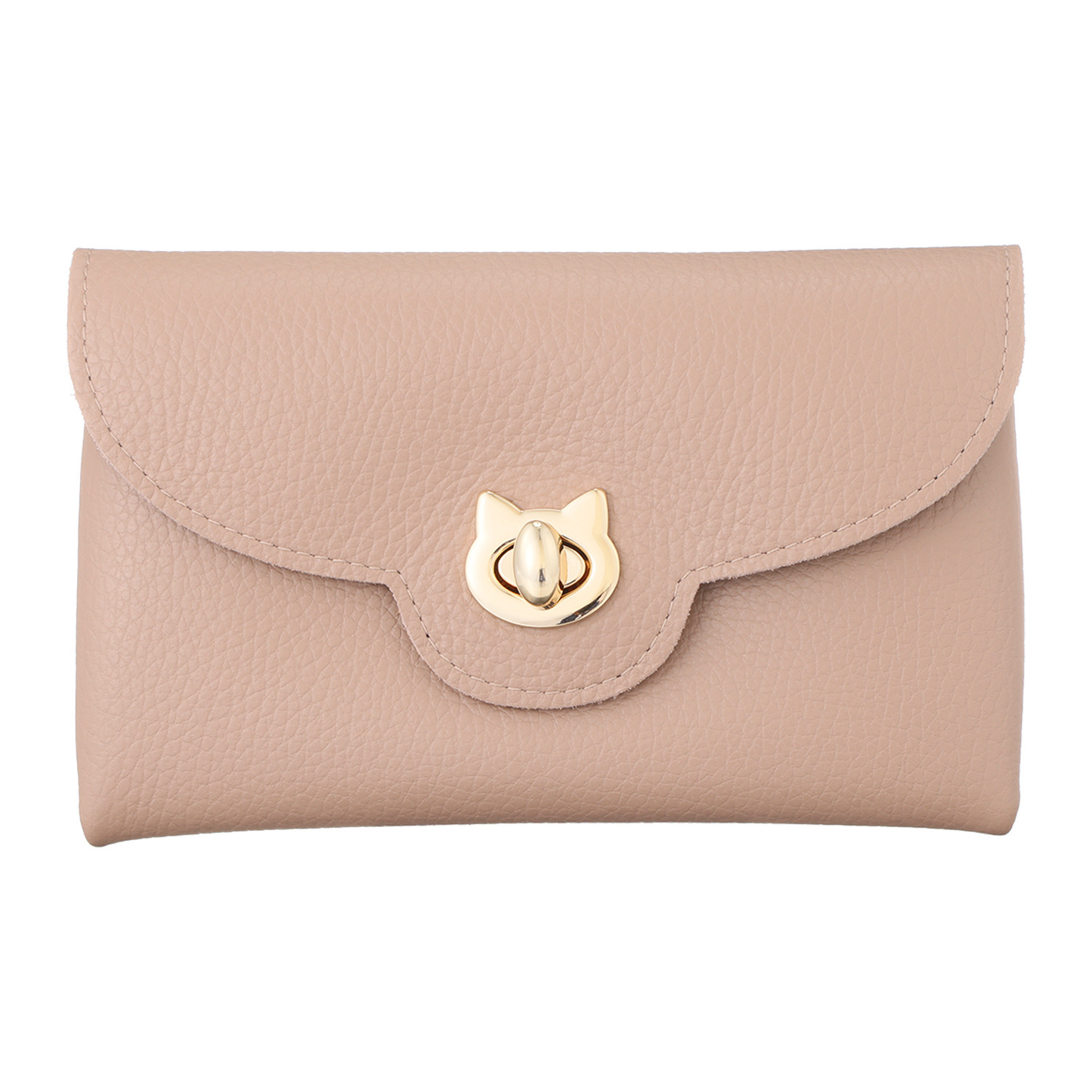 ズッケロ ＬＷＧ認証　ポレット社 ダブルフェイス イタリアンレザー ねこモティーフ金具 ロングウォレット