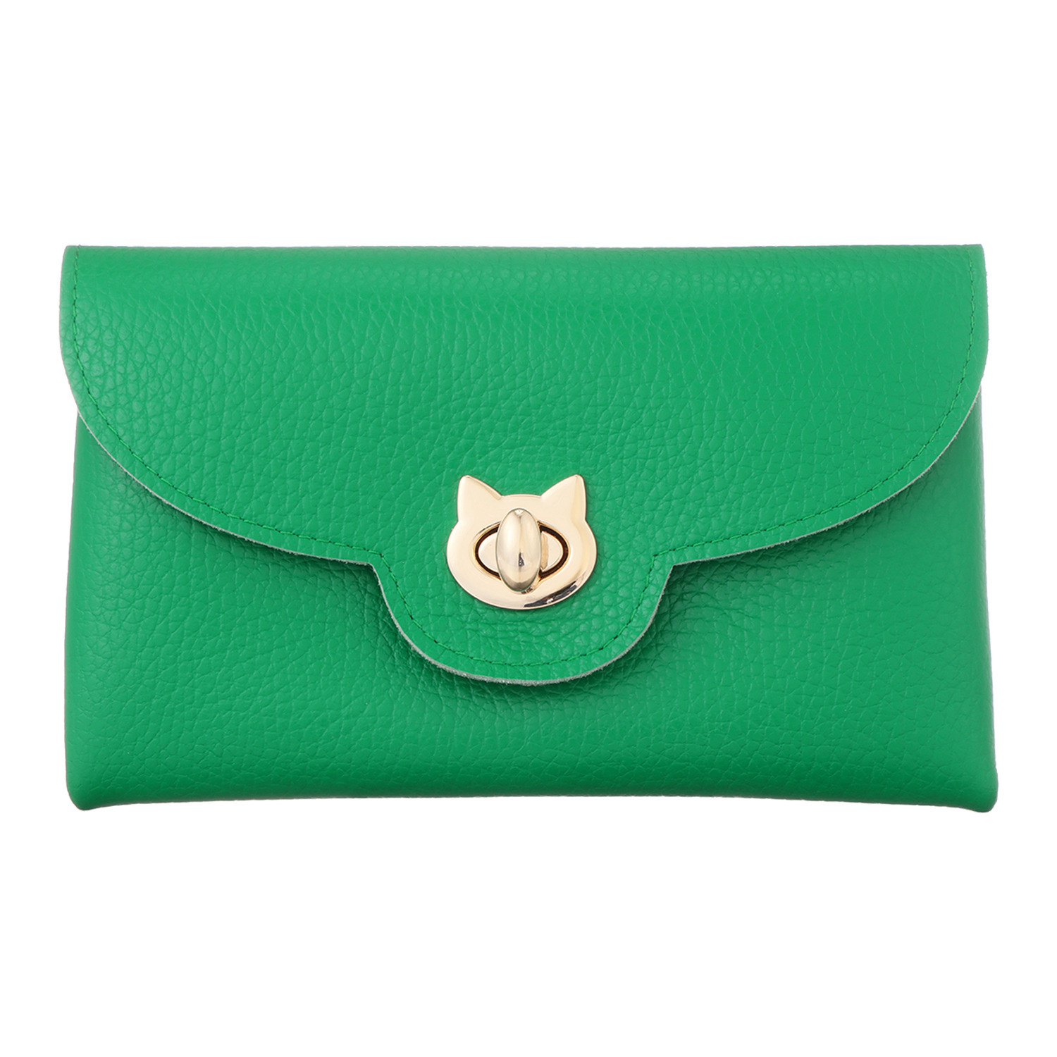 ズッケロ ＬＷＧ認証　ポレット社 ダブルフェイス イタリアンレザー ねこモティーフ金具 ロングウォレット