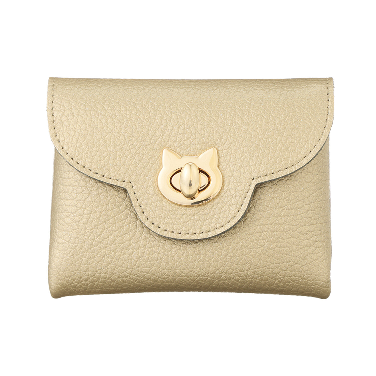 ズッケロ ＬＷＧ認証　ポレット社 ダブルフェイス イタリアンレザー ねこモティーフ金具 ショートウォレット