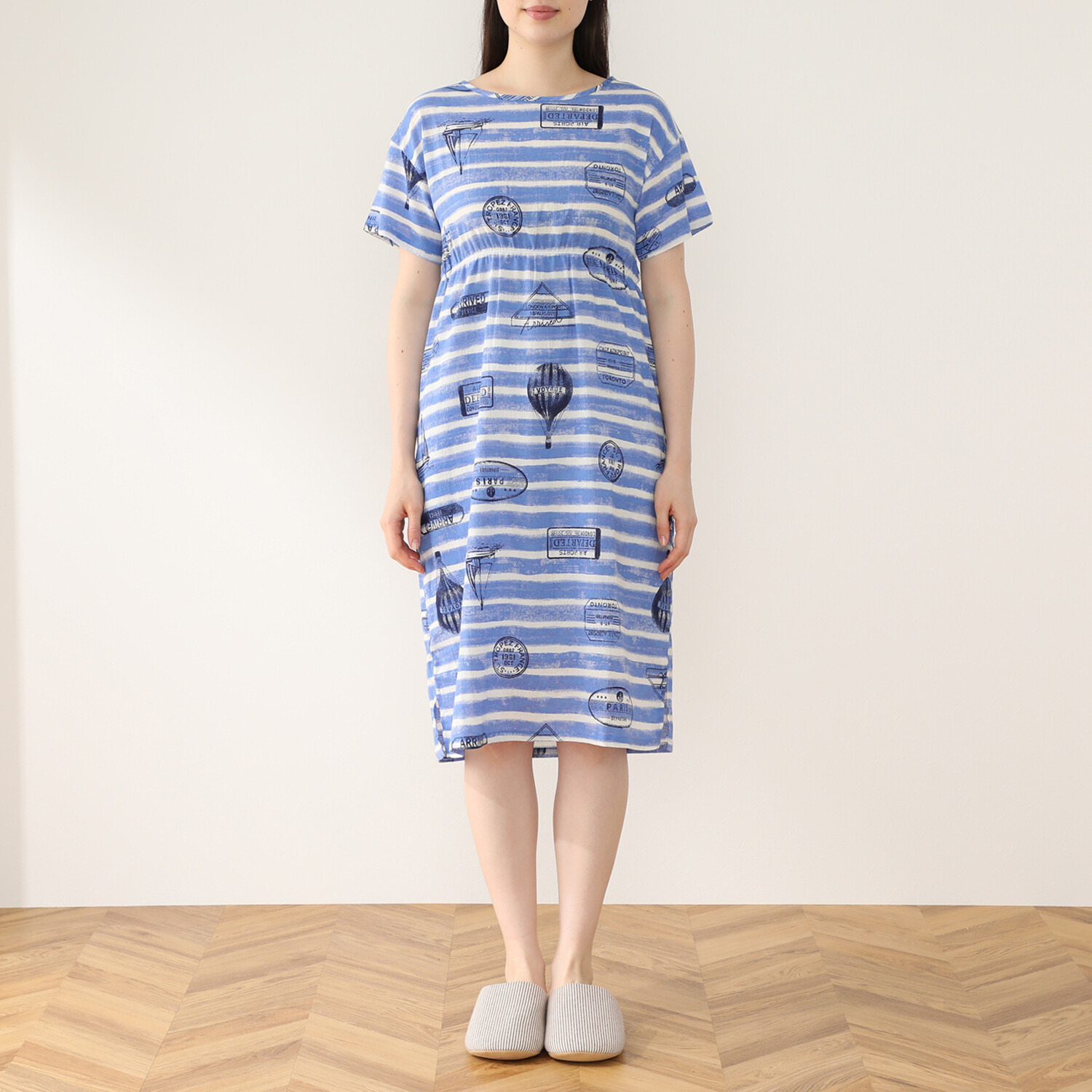 リラキュート カラーはお任せ！ お楽しみ袋 吸水速乾 綿１００％クレープ素材 ワンピース＆七分丈パンツ ２組セット