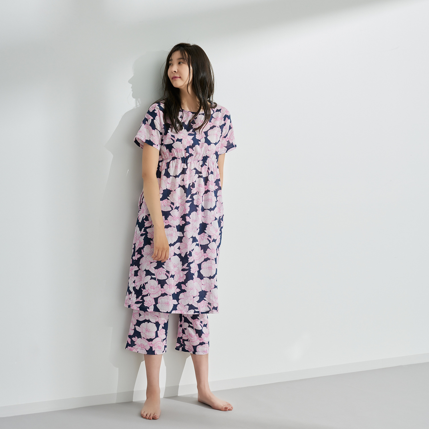 リラキュート カラーはお任せ！ お楽しみ袋 吸水速乾 綿１００％クレープ素材 ワンピース＆七分丈パンツ ２組セット