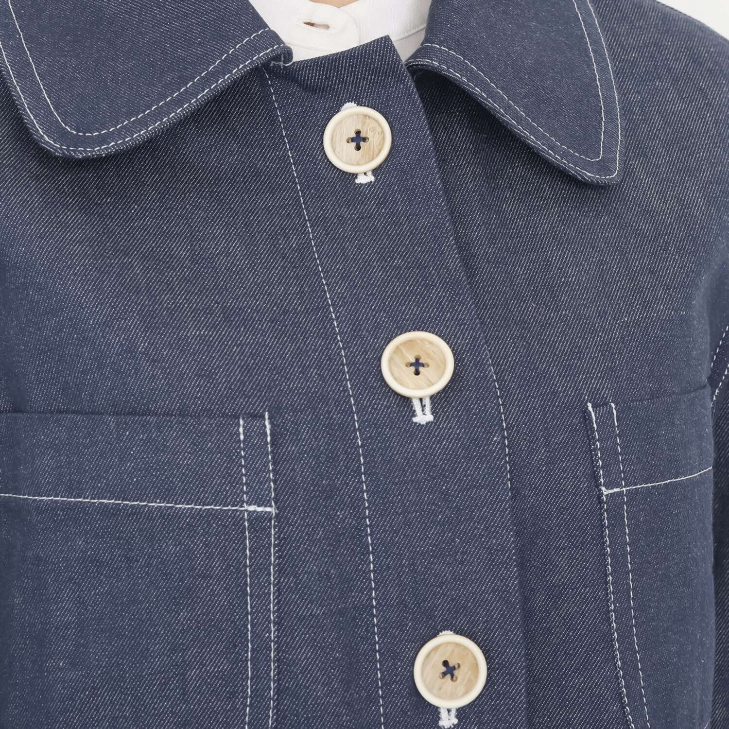 ジュンコ　シマダ 配色ステッチ デニムハーフコート