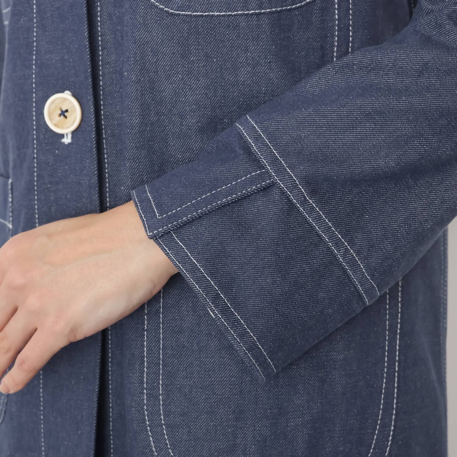 ジュンコ　シマダ 配色ステッチ デニムハーフコート