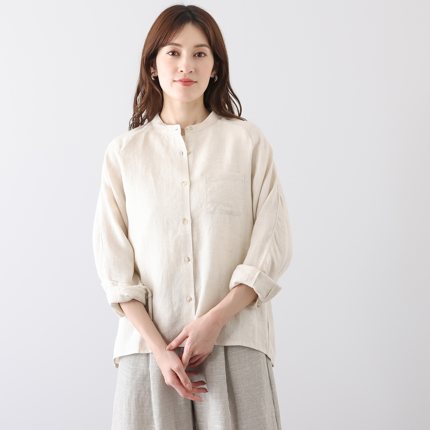 ゼラールスポーツ フレンチリネン１００％ しなやか＆ソフト仕上げ ドルマンデザイン ミディシャツ