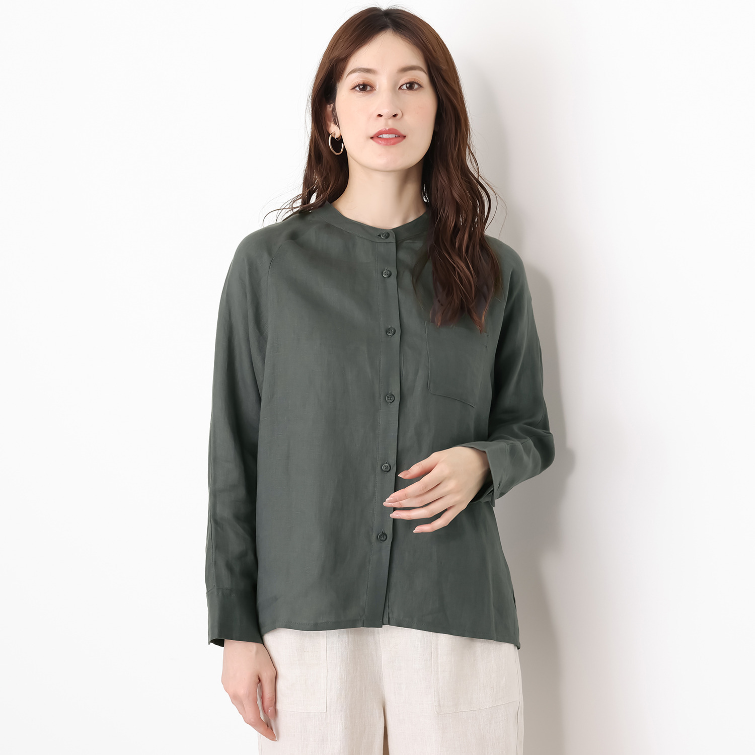 ゼラールスポーツ フレンチリネン１００％ しなやか＆ソフト仕上げ ドルマンデザイン ミディシャツ