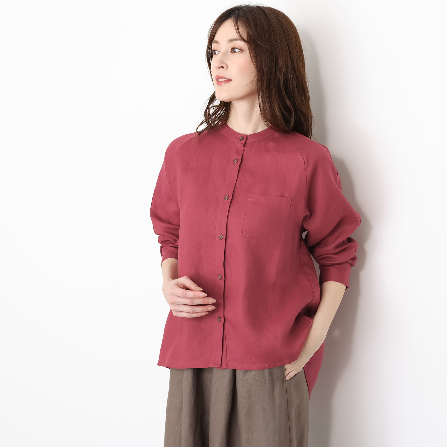 ゼラールスポーツ フレンチリネン１００％ しなやか＆ソフト仕上げ ドルマンデザイン ミディシャツ