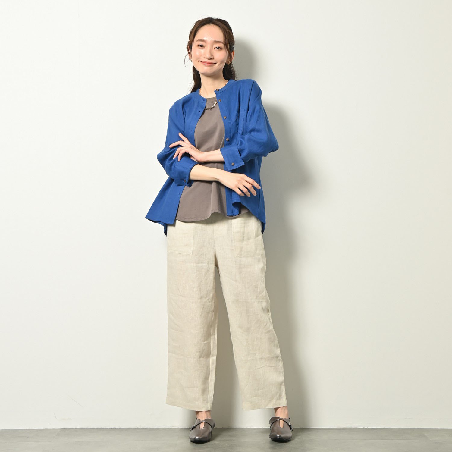 ゼラールスポーツ フレンチリネン１００％ しなやか＆ソフト仕上げ ドルマンデザイン ミディシャツ