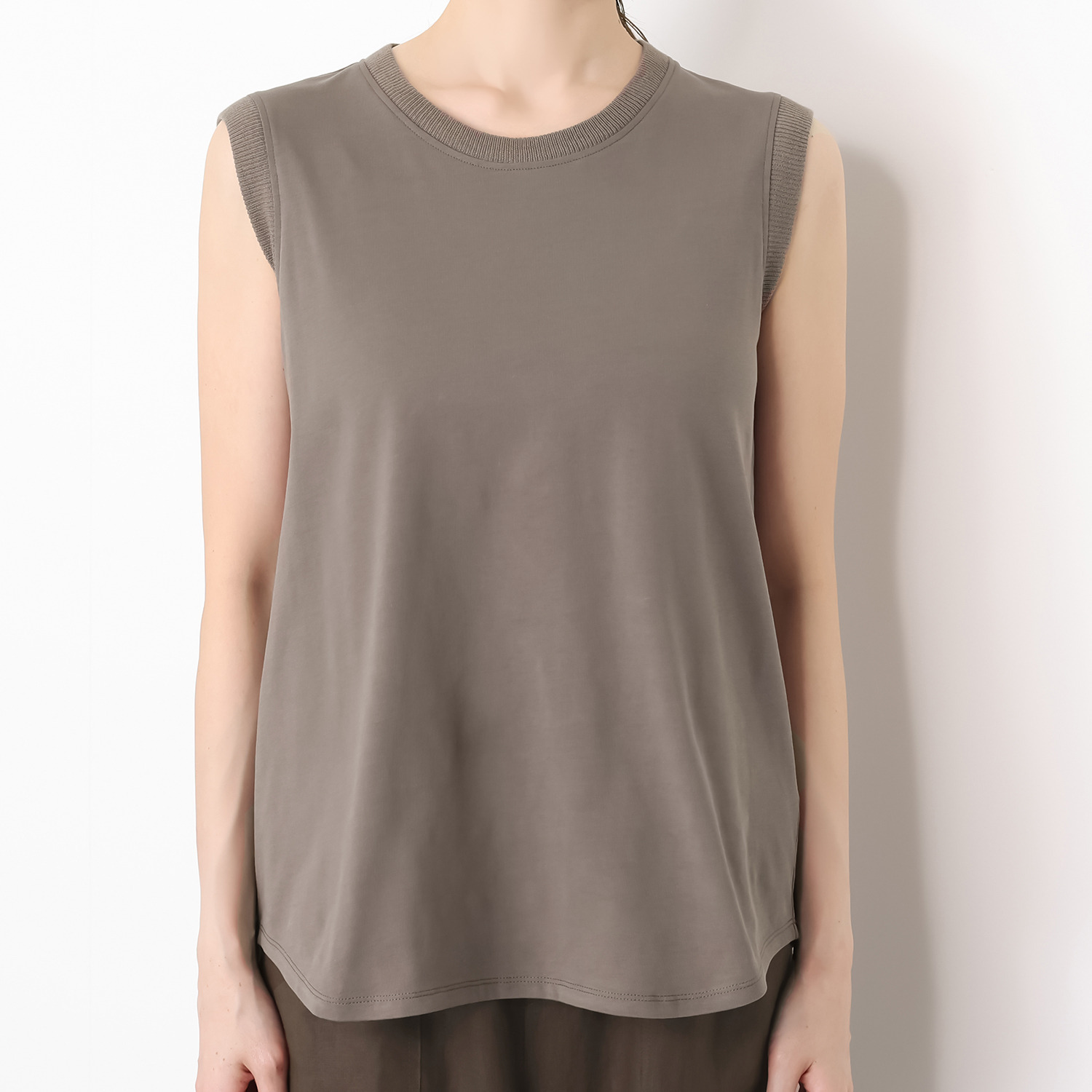 ゼラールスポーツ 強撚コットン 天竺ジャージー リブコンビタンクトップ