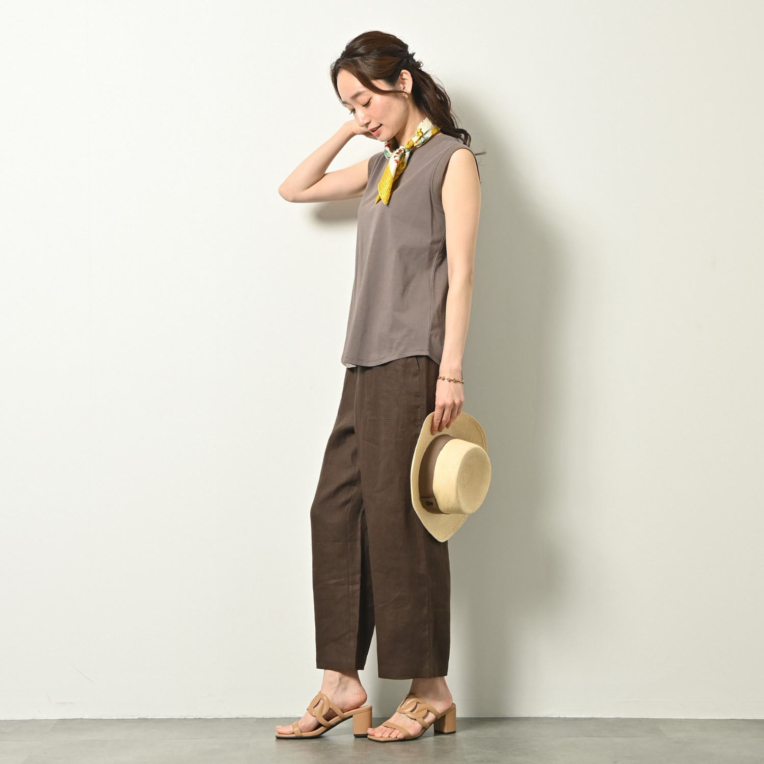 ゼラールスポーツ 強撚コットン 天竺ジャージー リブコンビタンクトップ