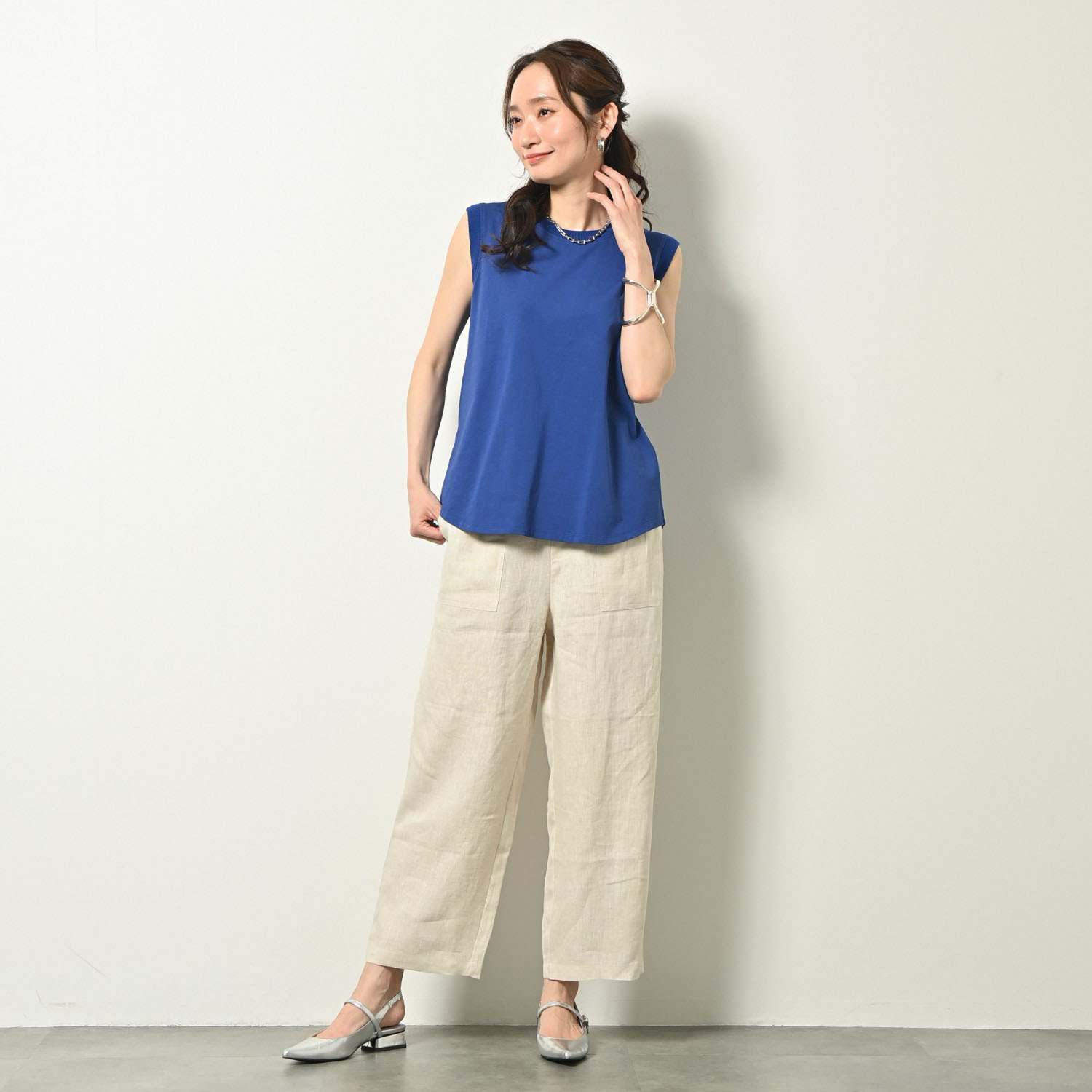 ゼラールスポーツ フレンチリネン１００％ しなやか＆ソフト仕上げ ポケットアクセント ストレートパンツ