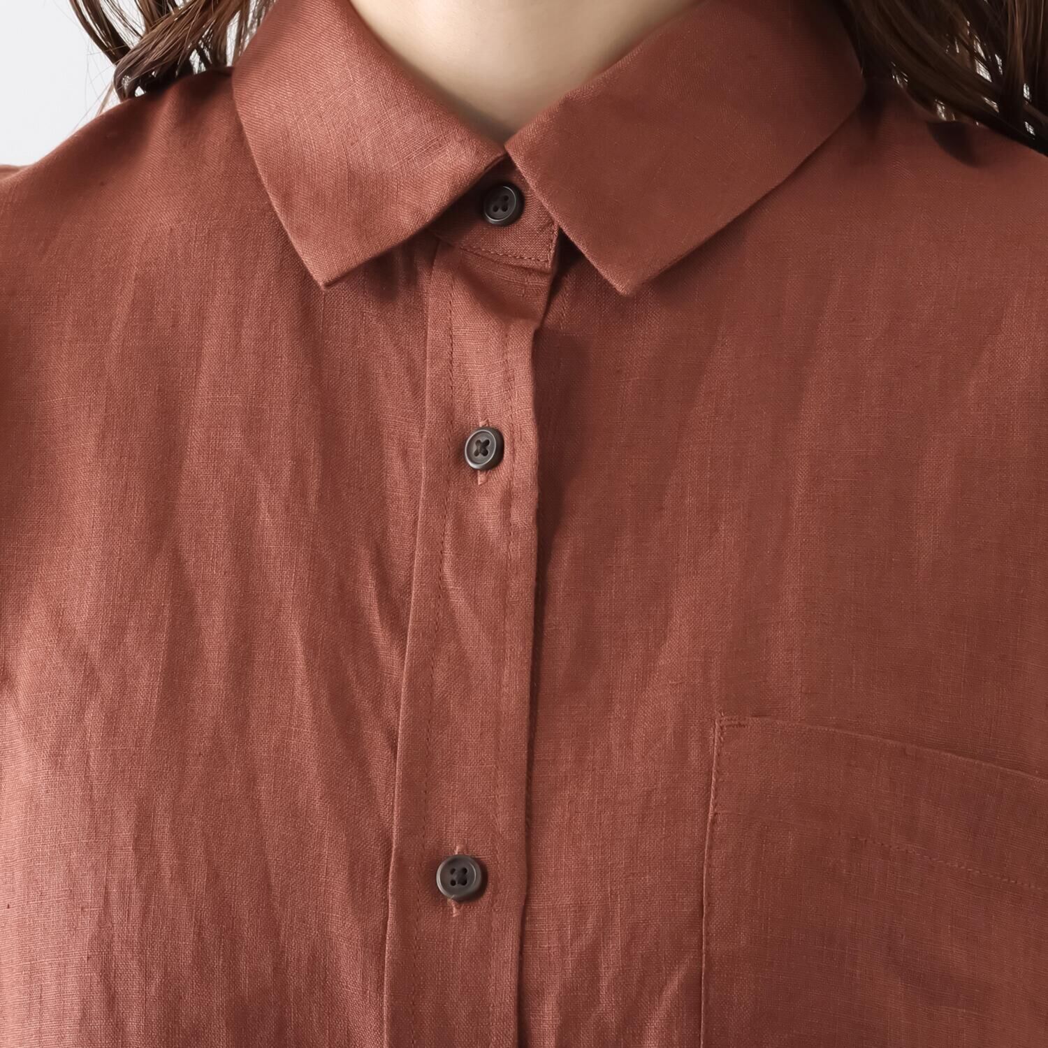 ゼラールスポーツ フレンチリネン１００％ しなやか＆ソフト仕上げ ドルマンデザイン シャツワンピース