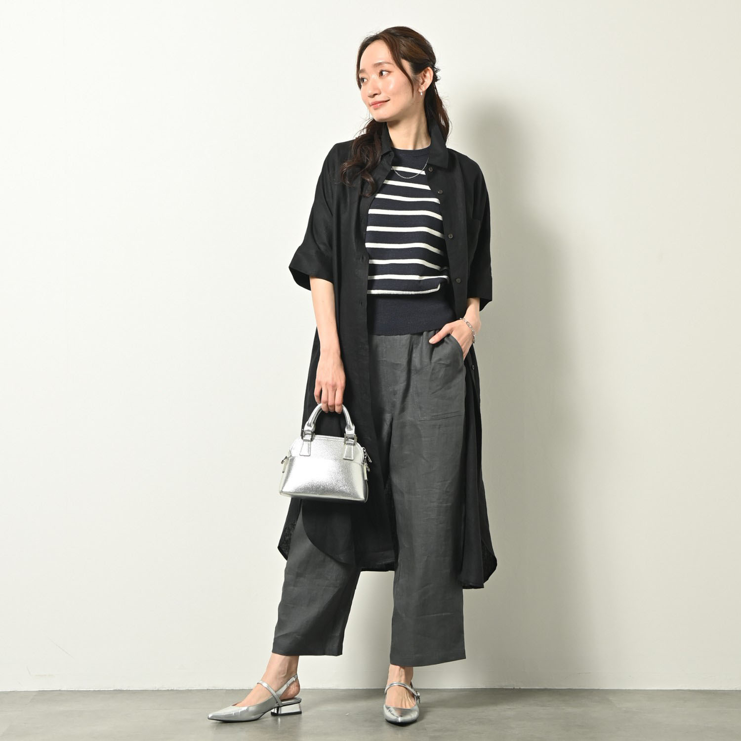 ゼラールスポーツ フレンチリネン１００％ しなやか＆ソフト仕上げ ドルマンデザイン シャツワンピース