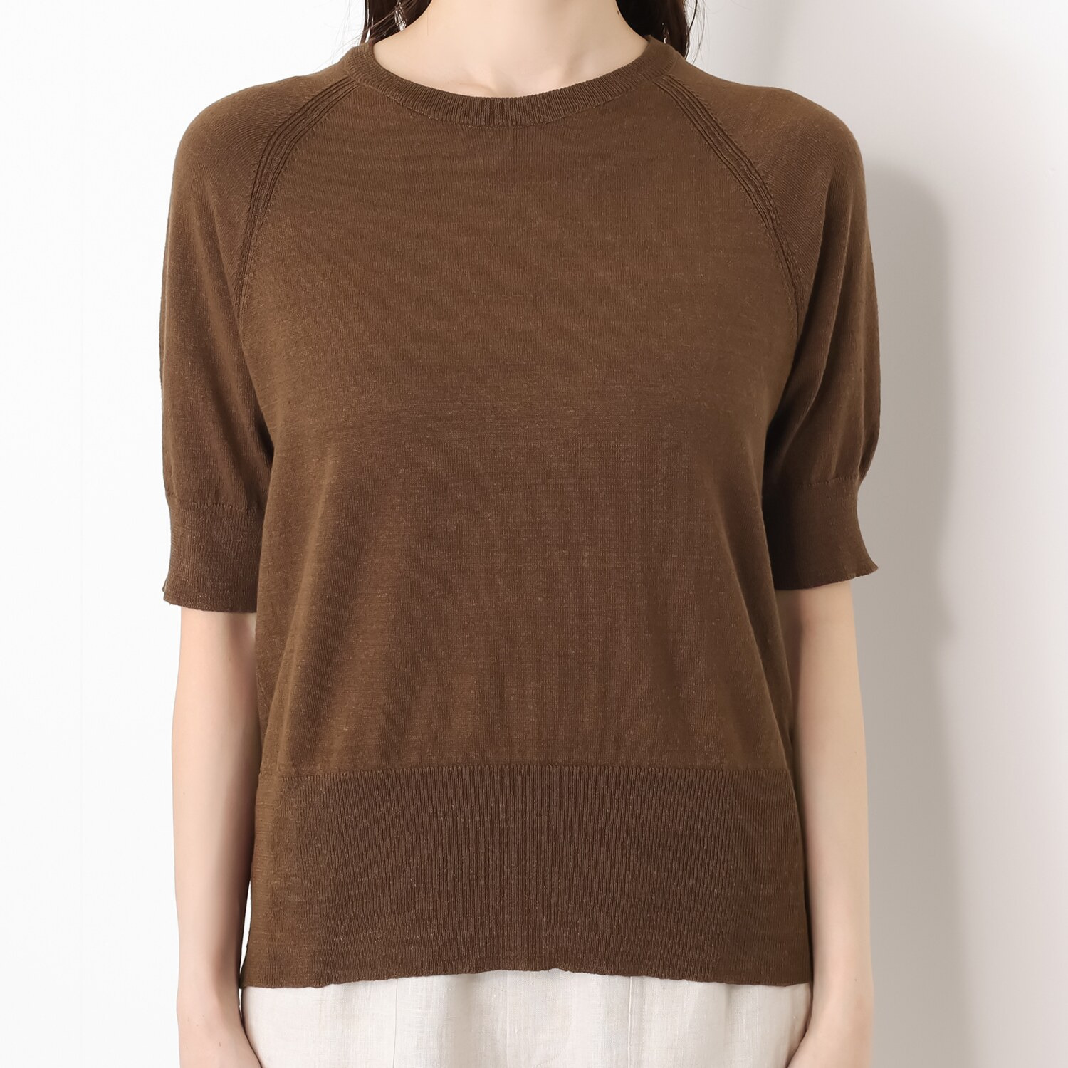 ゼラールスポーツ ウォッシャブル フレンチリネン混 プレーティング天竺 ニットＴシャツ