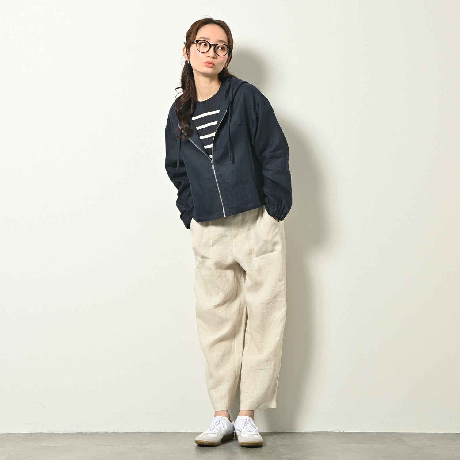 ゼラールスポーツ ウォッシャブル フレンチリネン混 プレーティング天竺 ニットＴシャツ