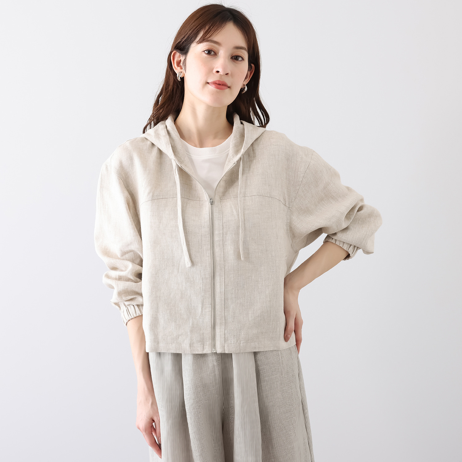 ゼラールスポーツ フレンチリネン１００％ しなやか＆ソフト仕上げ きれい見えパーカー