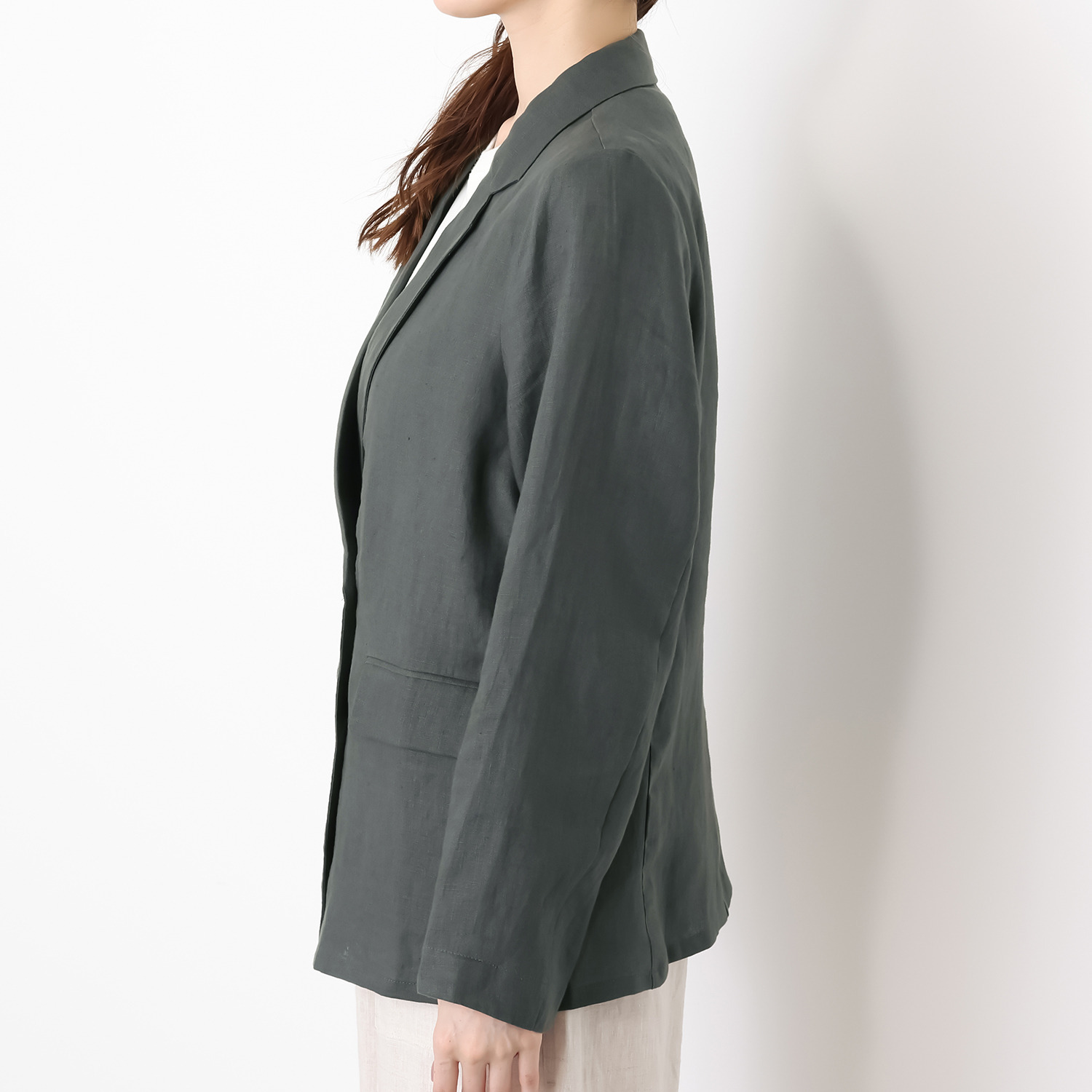 ゼラールスポーツ フレンチリネン１００％ しなやか＆ソフト仕上げ ダブルフロント テーラーカラー ライトジャケット