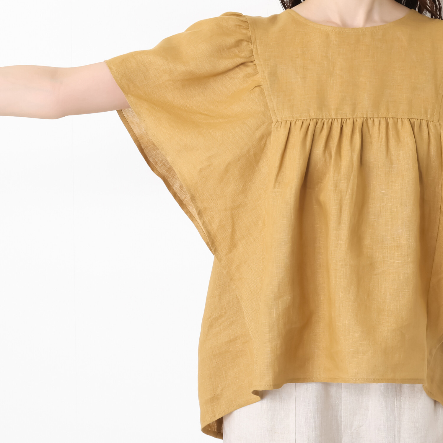 ゼラールスポーツ フレンチリネン１００％ しなやか＆ソフト仕上げ フレアースリーブ ブラウスプルオーバー