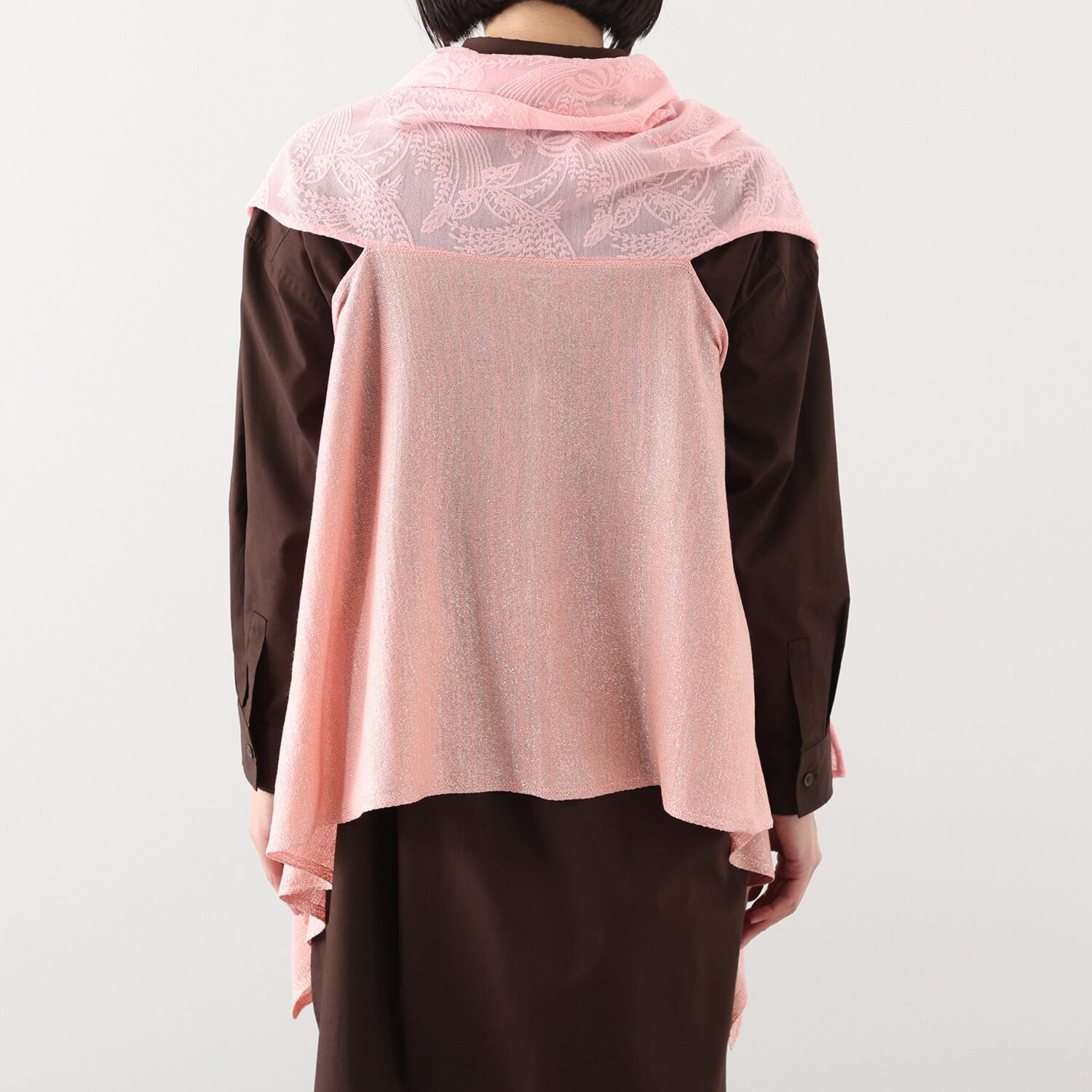 ミラ・ショーン レース×ラメ二ット ジレストール