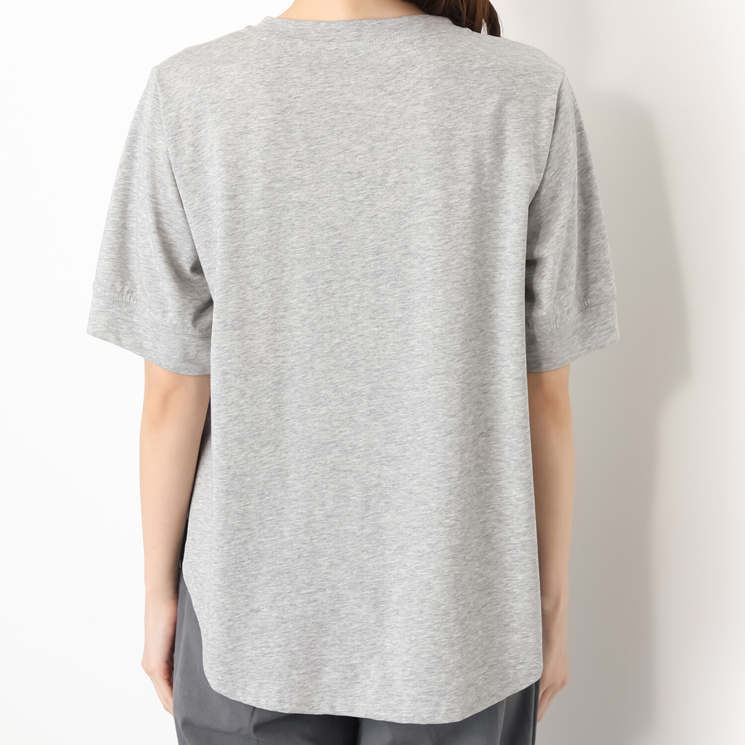 スタイル・ラヴィー プリント＆ パール風ビジュウ アクセント 五分袖プルオーバー