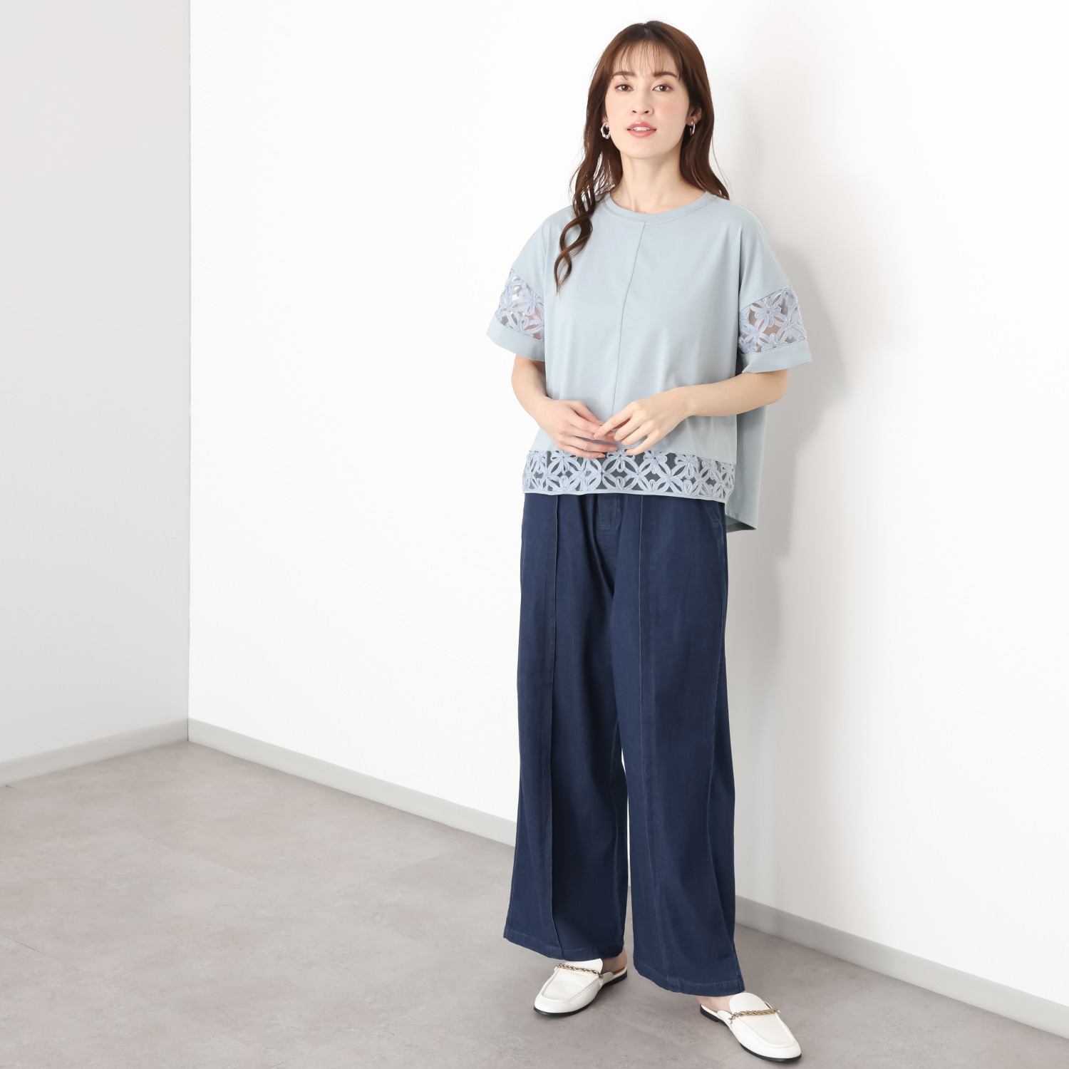 スタイル・ラヴィー タックアクセント 真夏もＯＫ セルデニムパンツ