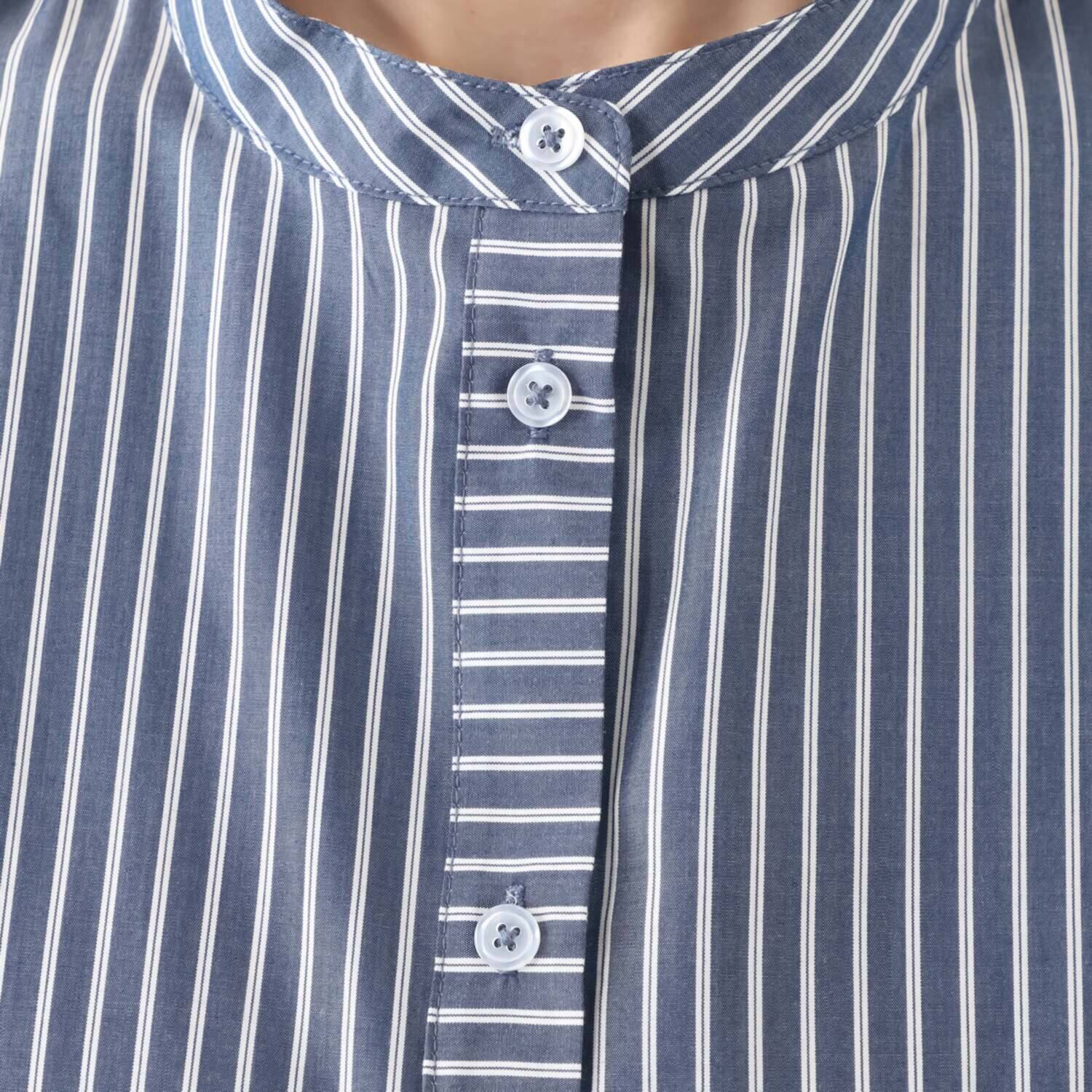 スタイル・ラヴィー 袖リブバイカラー＆ 切替アクセント オリジナルストライプ バンドカラーワンピース