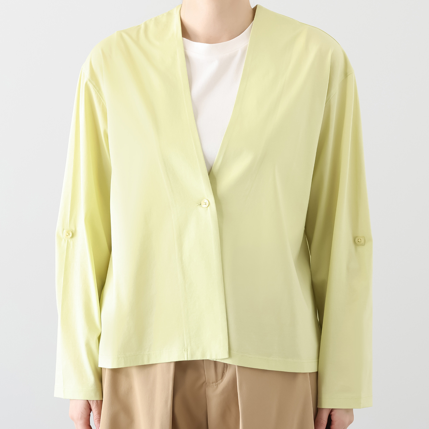 元町ゼラール ギザコットン混 プレミアムハイゲージ スタイルアップ カーディガン