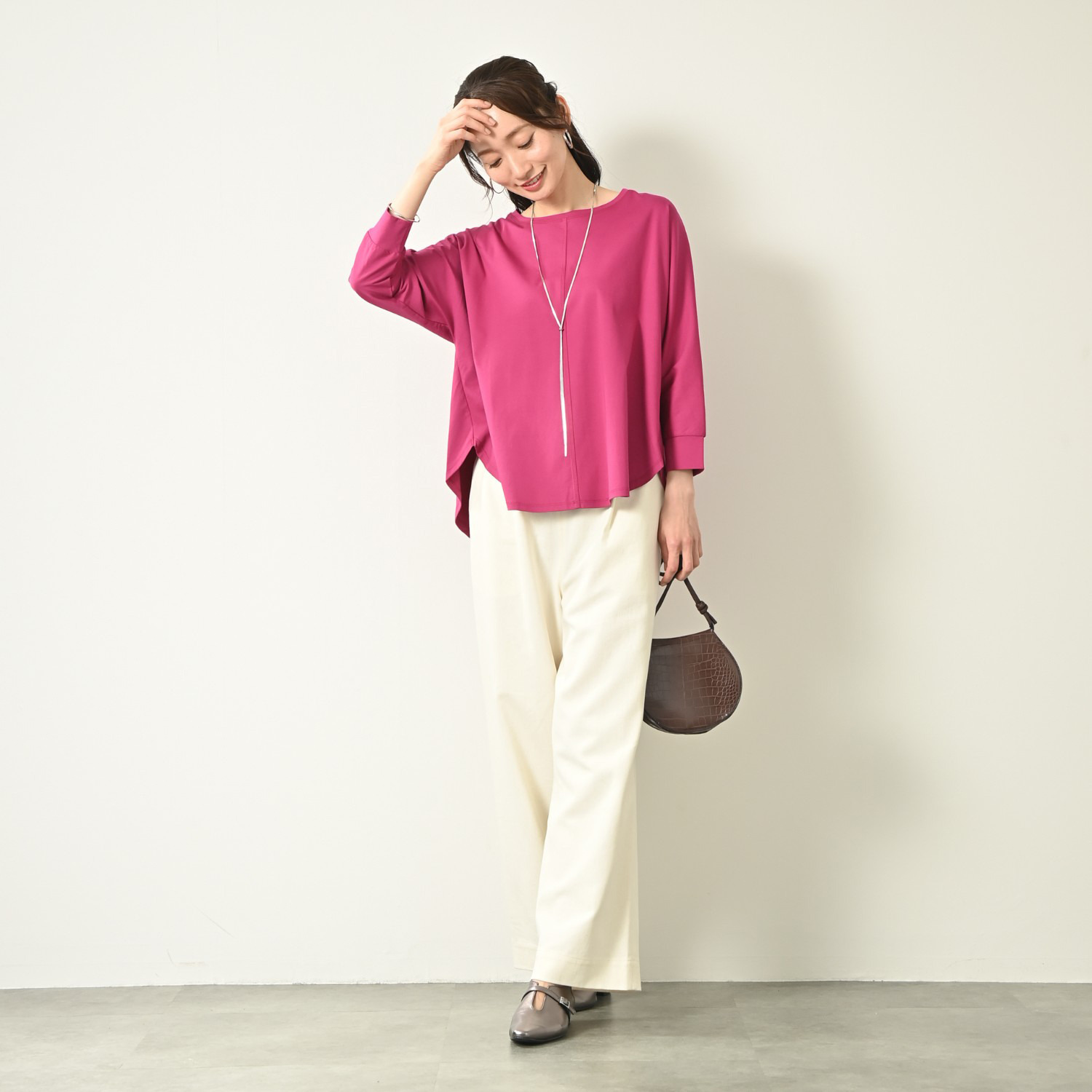 元町ゼラール フランス産リネン使用 ライトオンスデニム きれいめワイドストレート パンツ