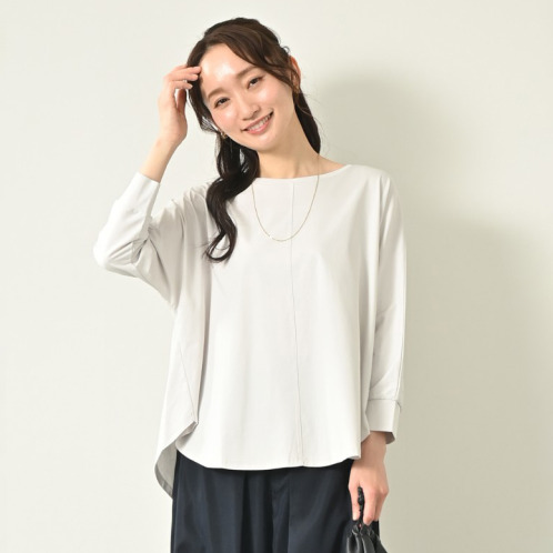 元町ゼラール ギザコットン１００％ プレミアムスムース ラウンドフォルム ドルマンスリーブ チュニックプルオーバー