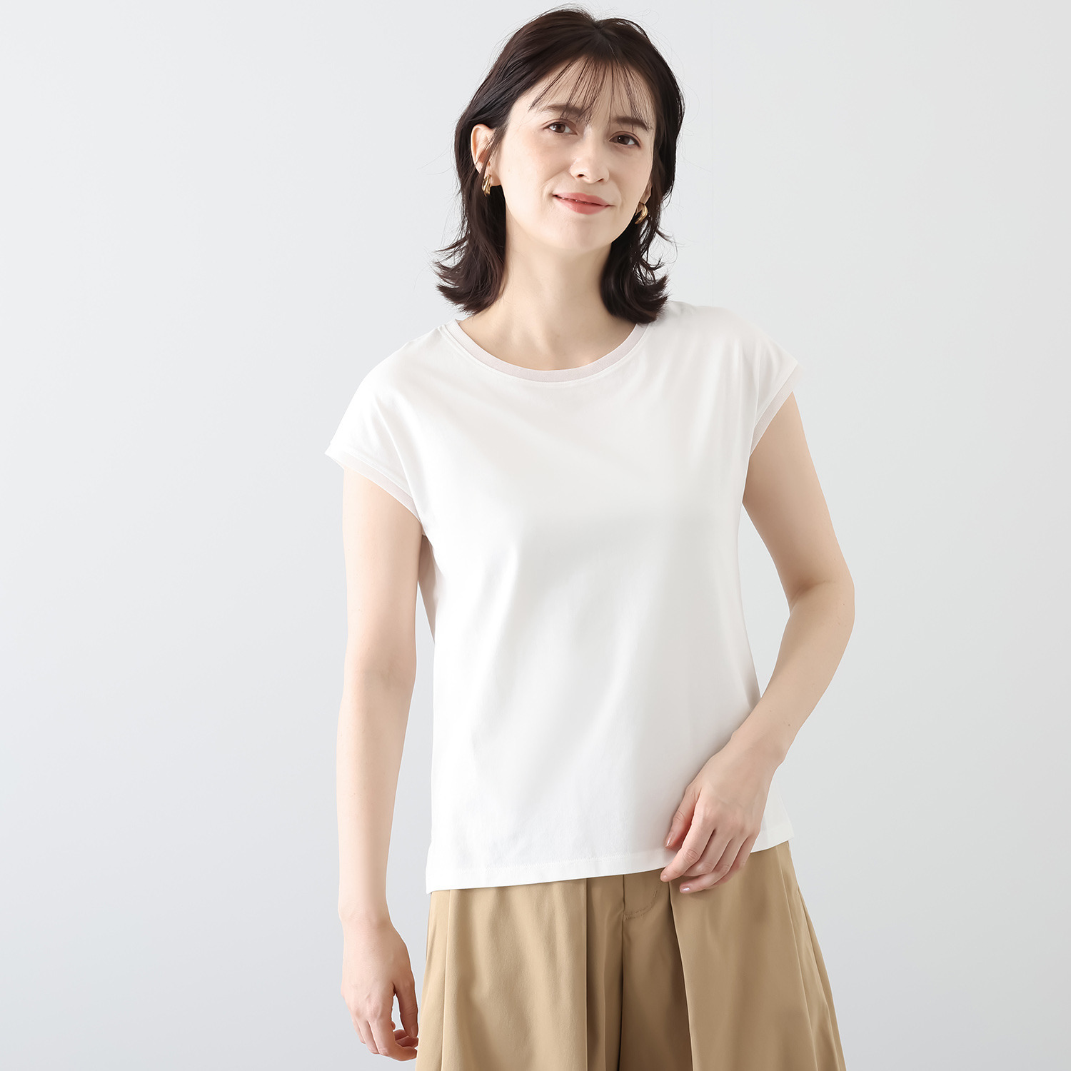 元町ゼラール ギザコットン混 プレーティング 天竺 ラウンドネック プルオーバー