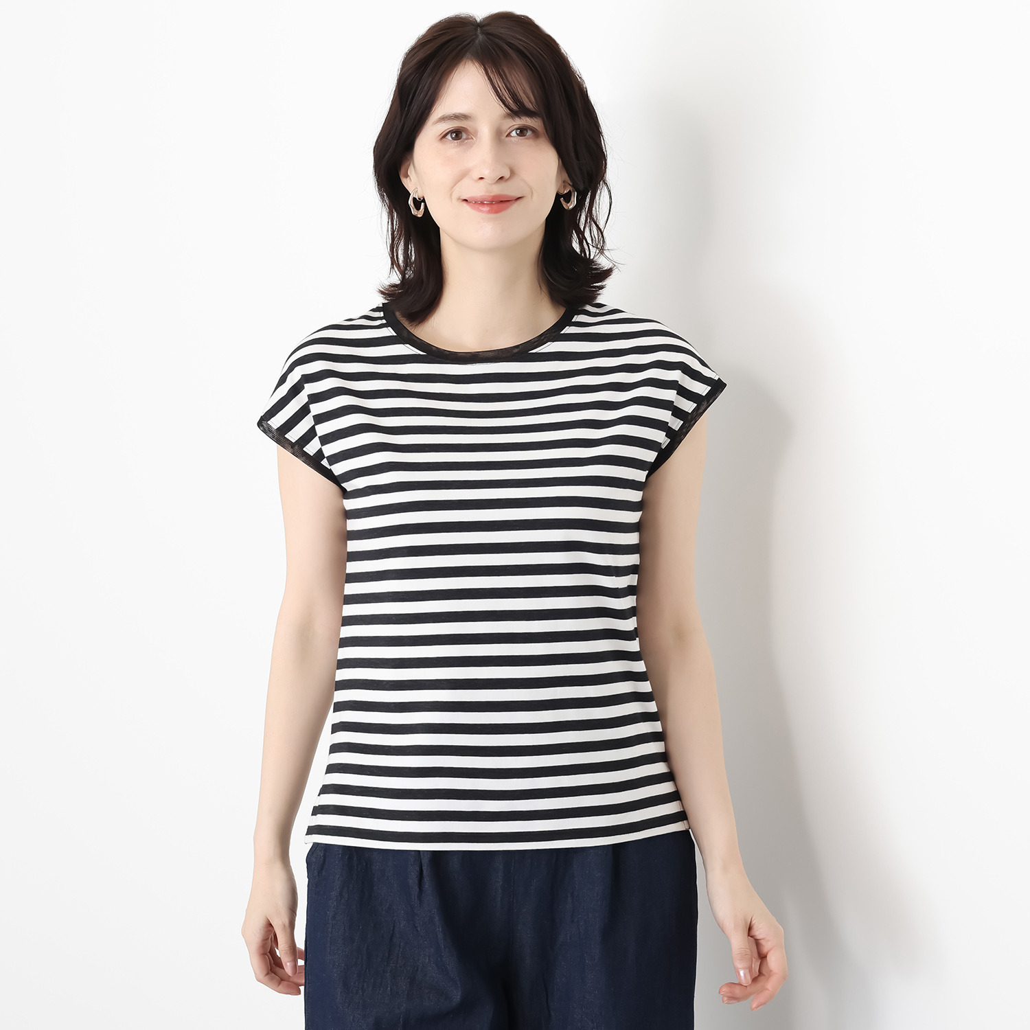 元町ゼラール ギザコットン混 プレーティング 天竺 ラウンドネック プルオーバー