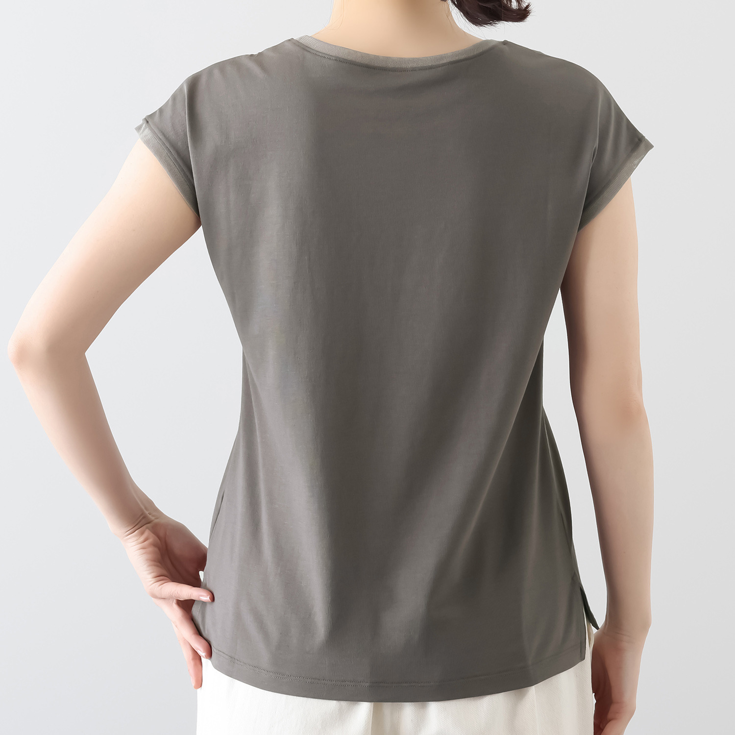 元町ゼラール ギザコットン混 プレーティング 天竺 ラウンドネック プルオーバー