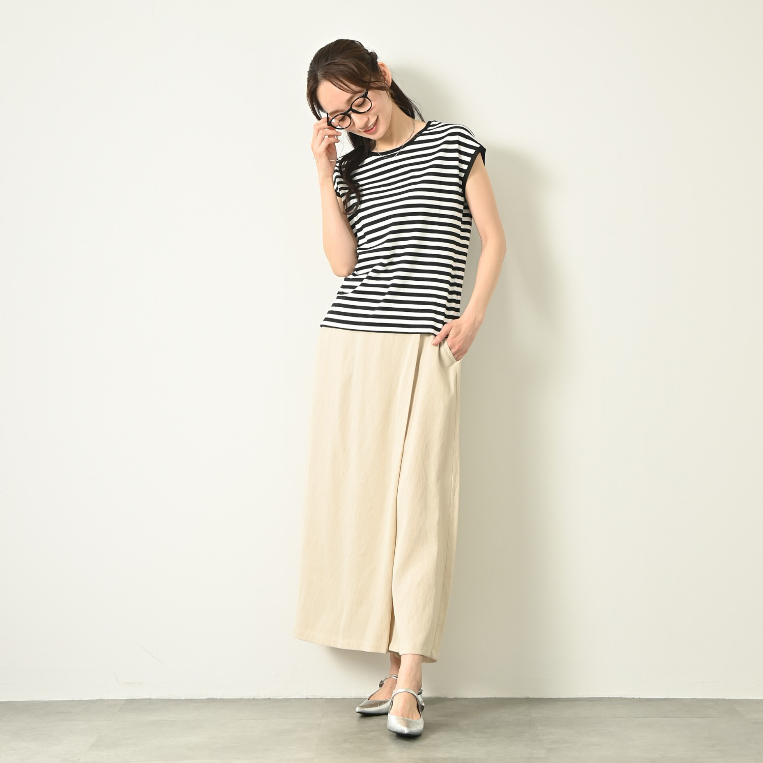 元町ゼラール ギザコットン混 プレーティング 天竺 ラウンドネック プルオーバー