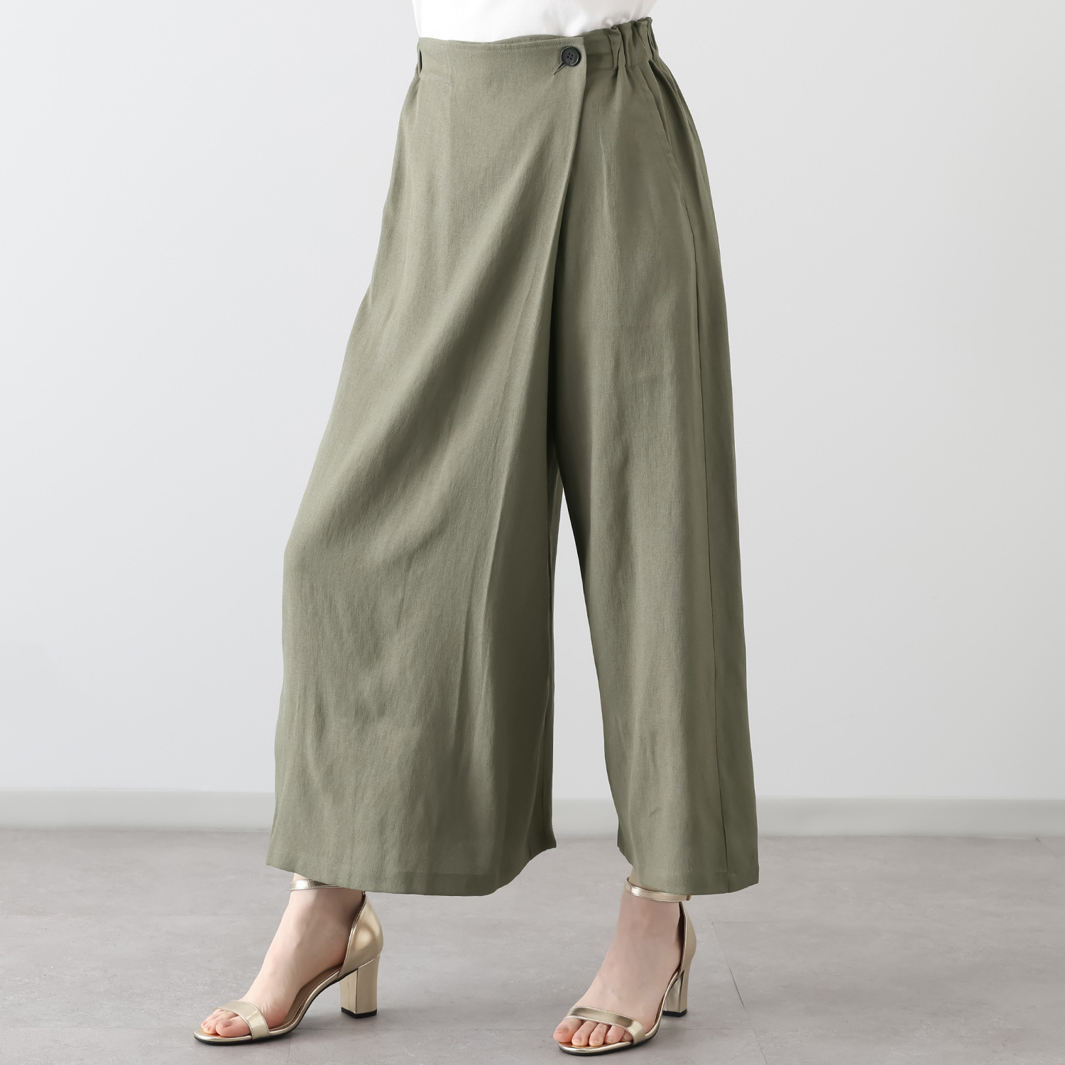 元町ゼラール ドレープ感が美しい！ しなやかオックス ラップデザインパンツ