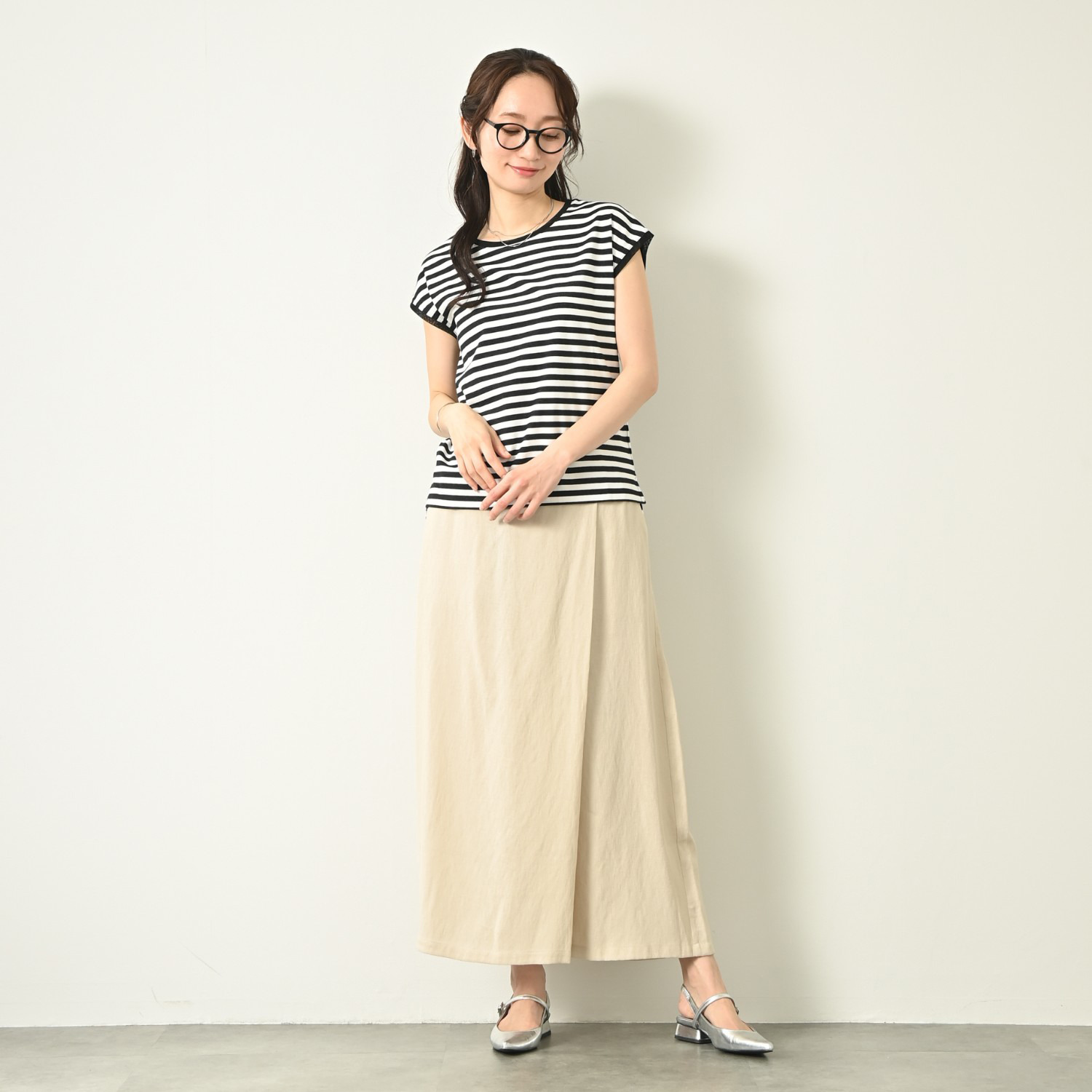 元町ゼラール ドレープ感が美しい！ しなやかオックス ラップデザインパンツ