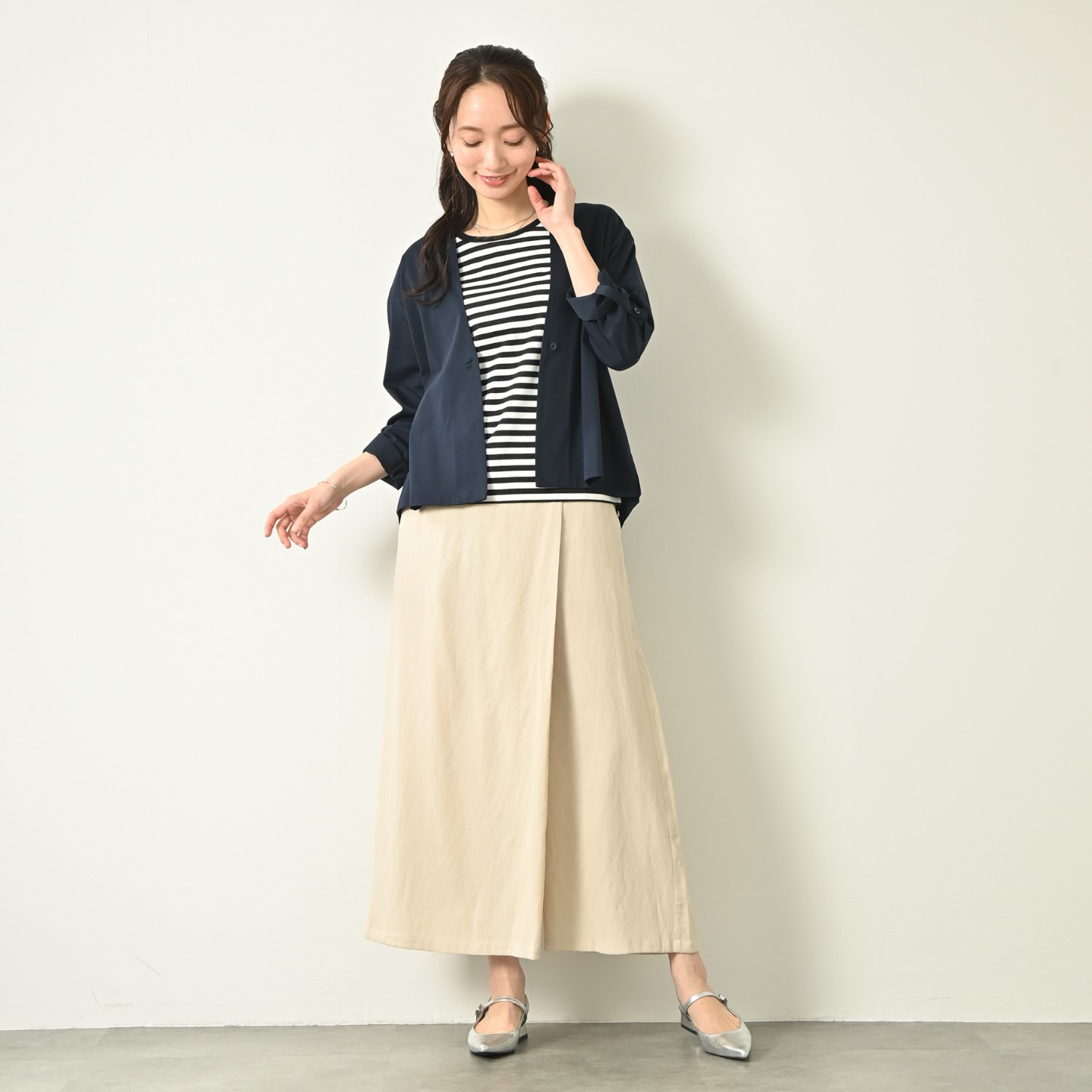 元町ゼラール ドレープ感が美しい！ しなやかオックス ラップデザインパンツ