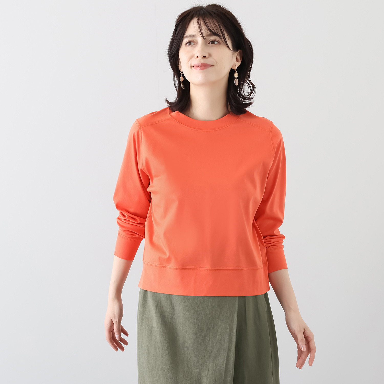 元町ゼラール ギザコットン１００％ プレミアムスムース セットインスリーブ プルオーバー