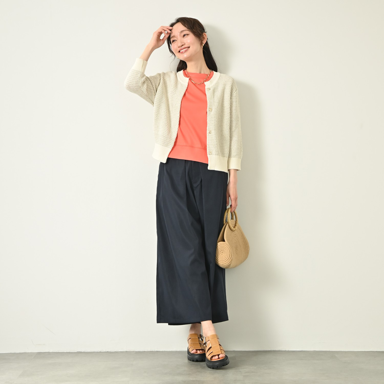 元町ゼラール ギザコットン１００％ プレミアムスムース セットインスリーブ プルオーバー